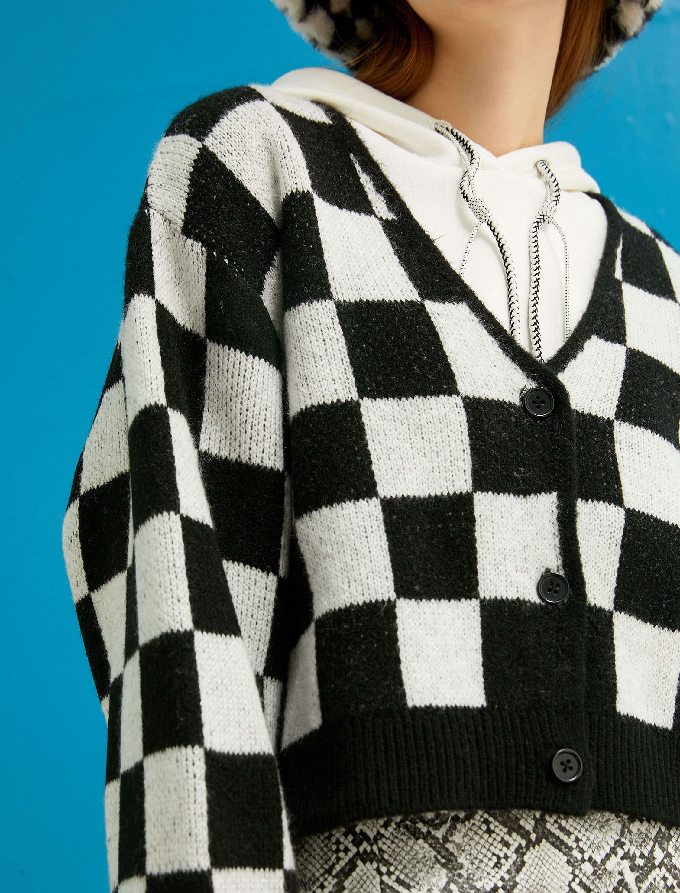   Crop Hırka V Yaka Uzun Kollu