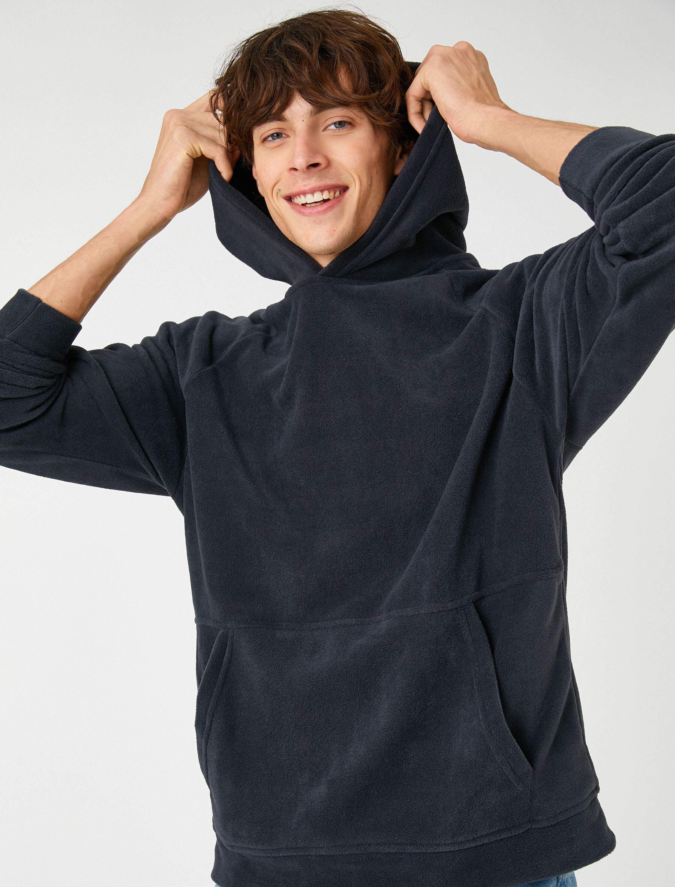   Polar Sweatshirt Kapşonlu Cep Detaylı