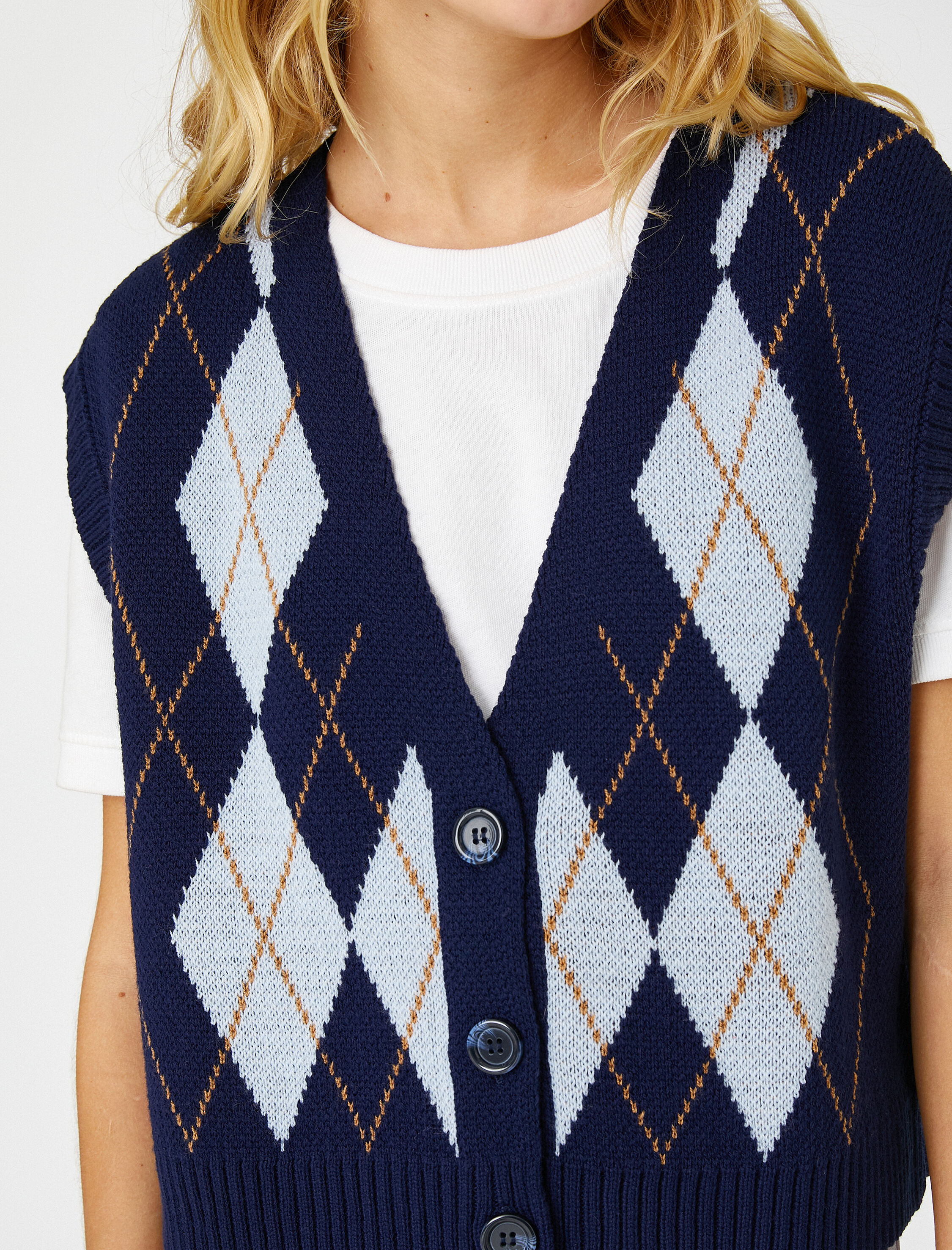   Crop Süveter V yaka Düğmeli