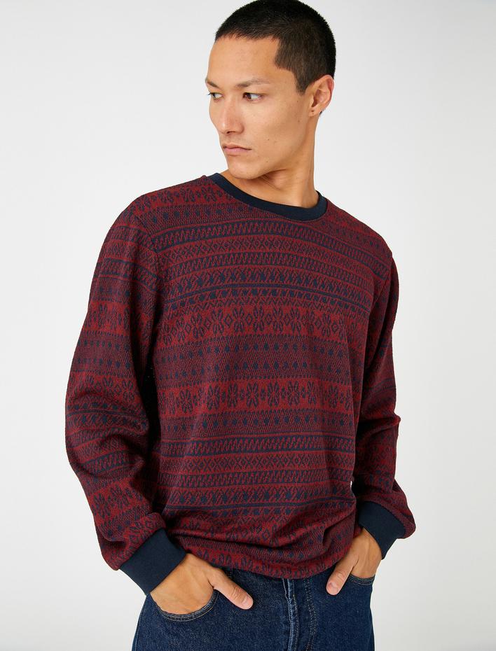  Basic Jakarlı Kazak Bisiklet Yaka Uzun Kollu