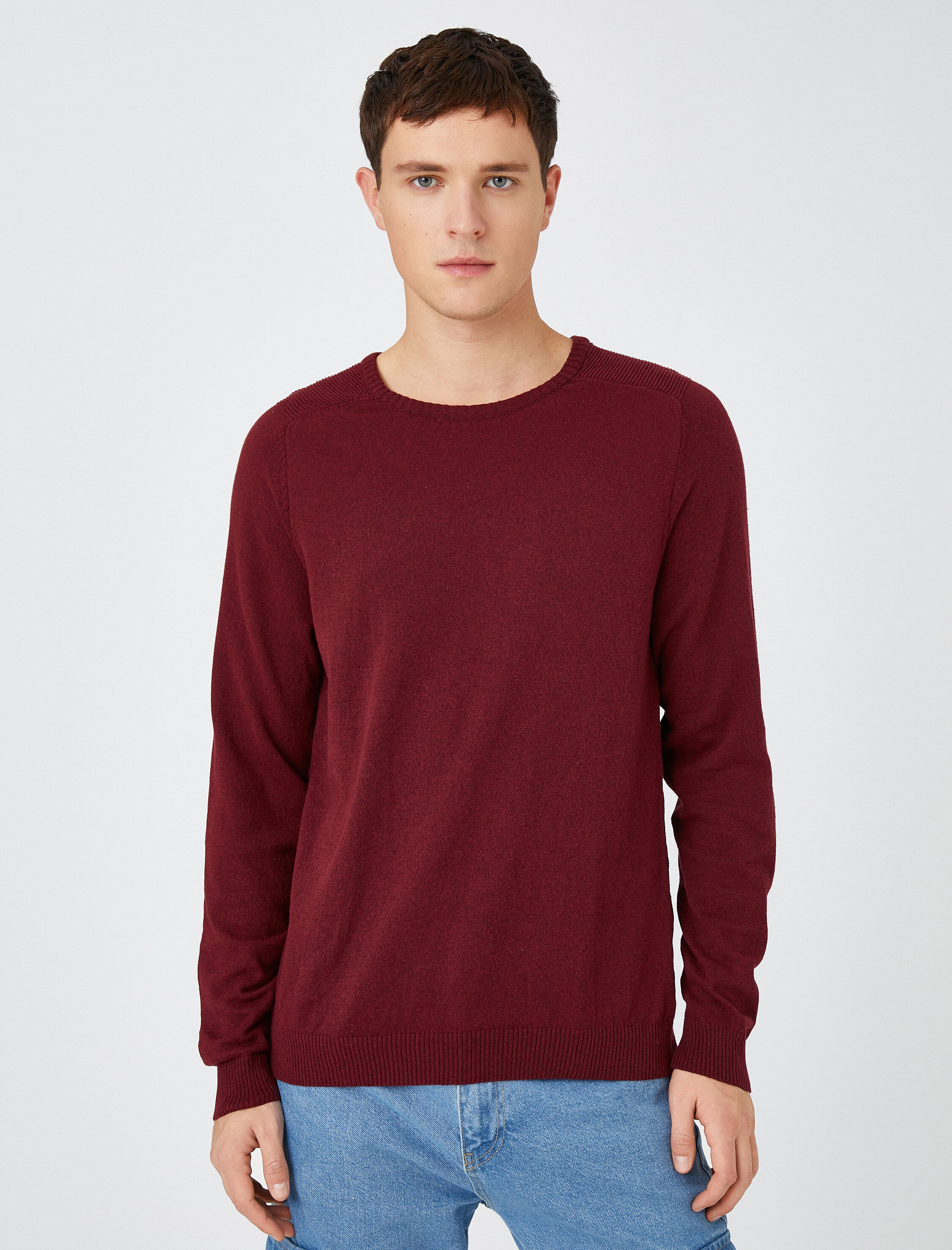 Basic Triko Kazak Bisiklet Yaka Dar Kesim