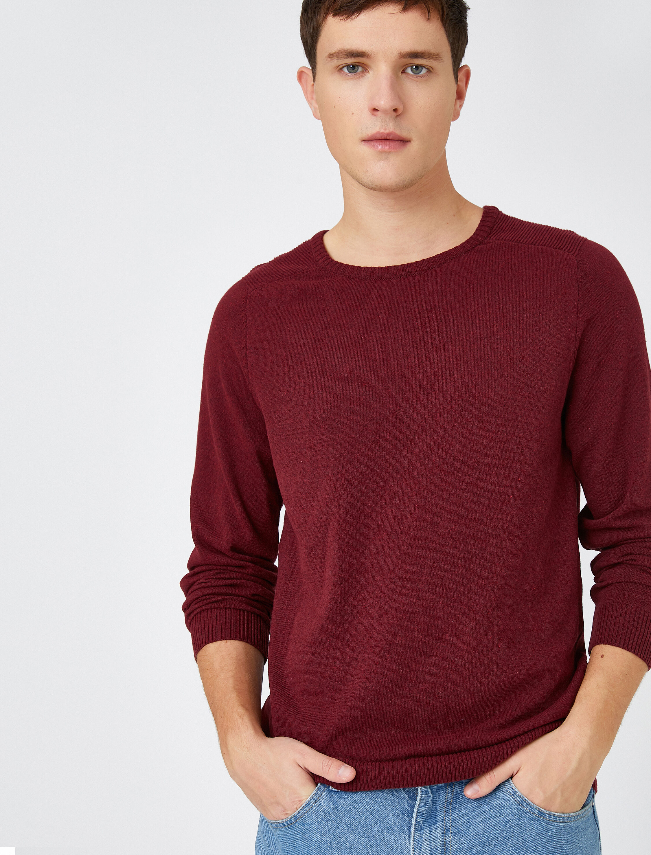 Basic Triko Kazak Bisiklet Yaka Dar Kesim