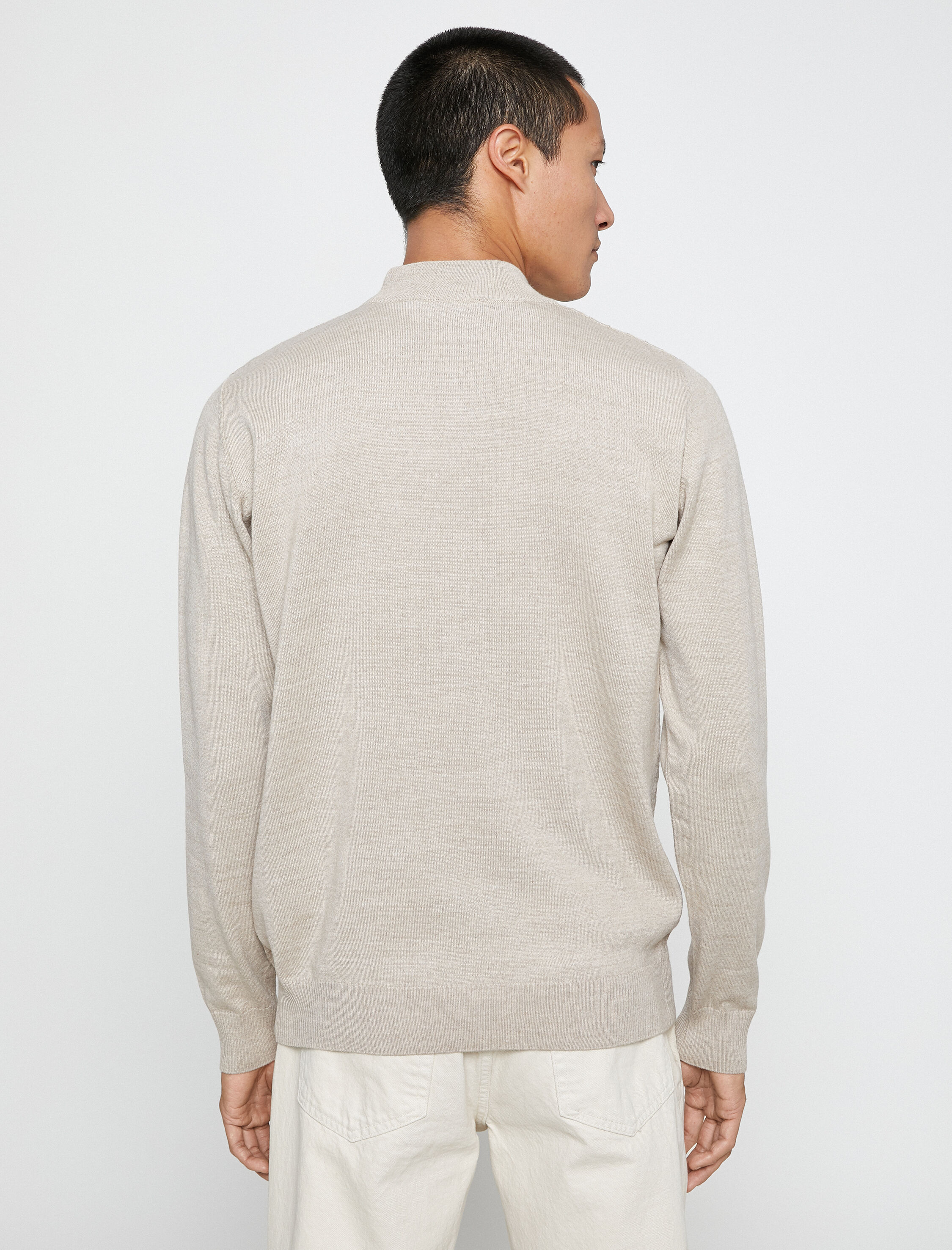   Basic Triko Kazak Yarım Balıkçı Yaka Uzun Kollu Geometrik Desenli