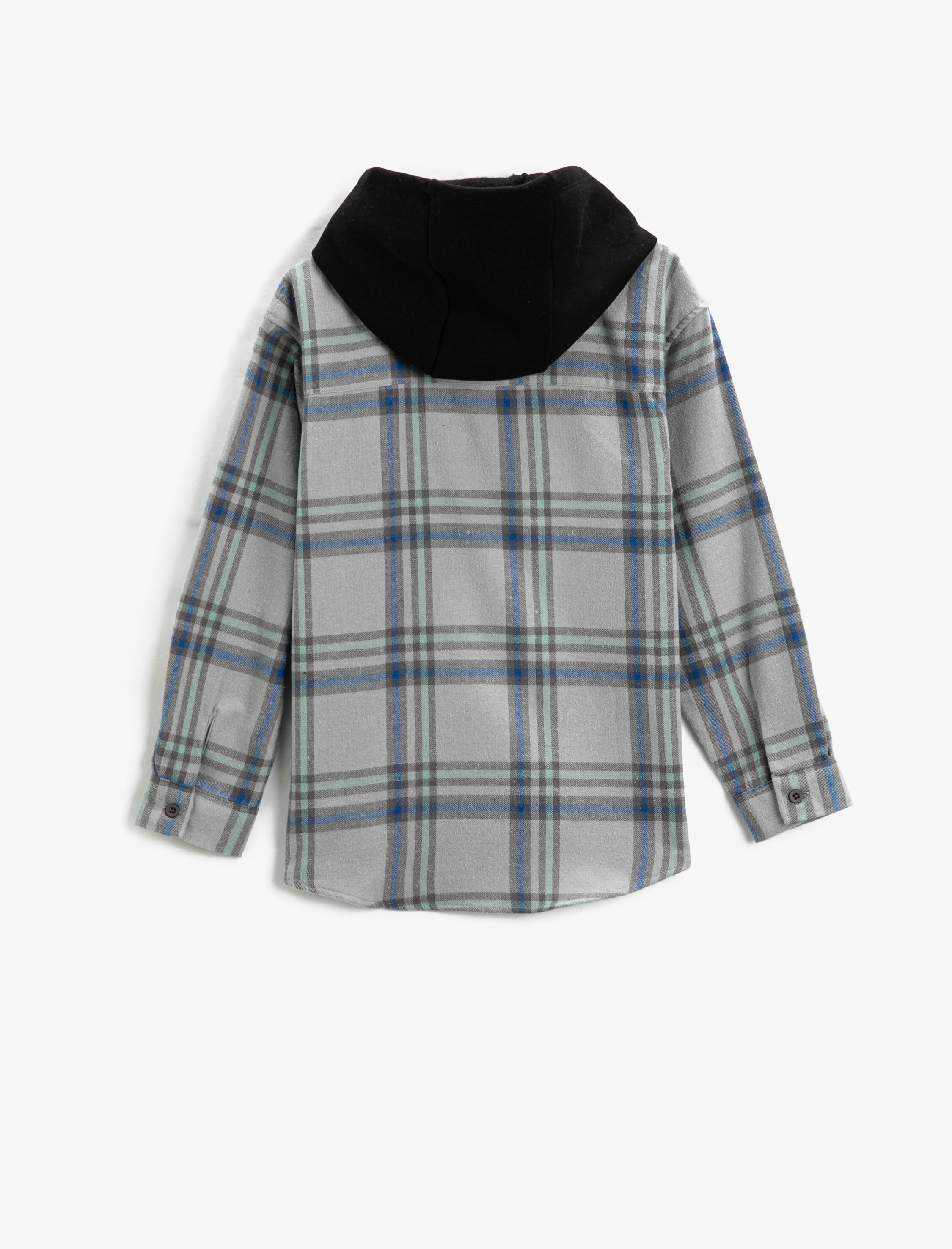  Erkek Çocuk Kapşonlu Oduncu Gömleği Kapaklı Çift Cepli Yumuşak Dokulu