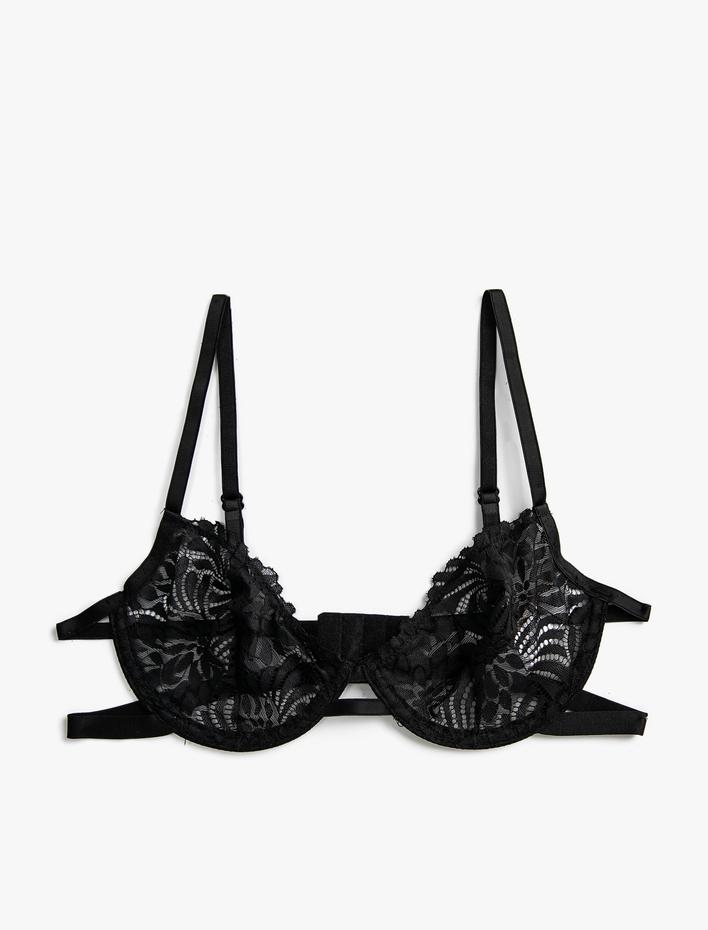  Dantelli Sütyen Dolgusuz Kapsız Balenli Biye Detaylı