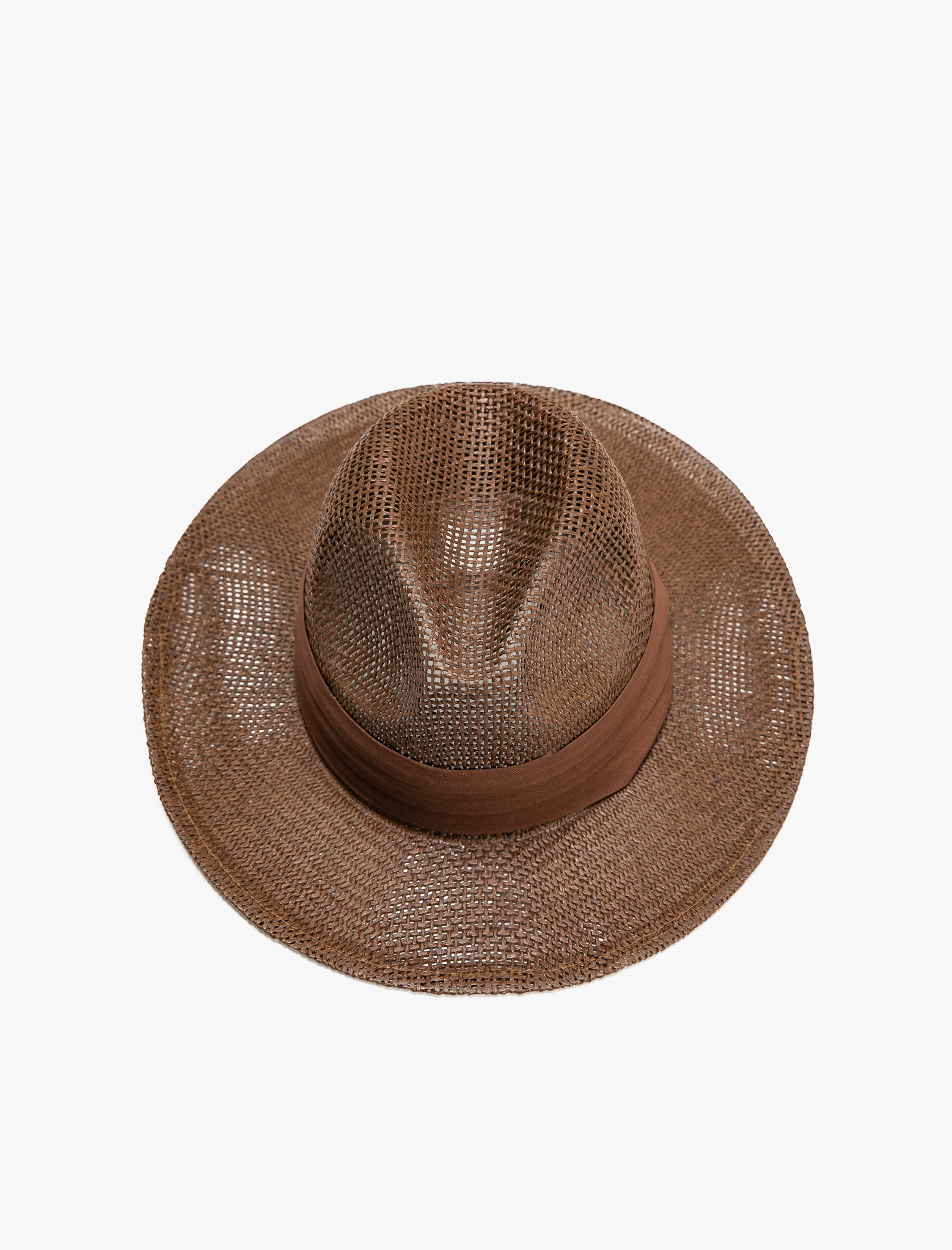  Kadın Hasır Fötr Şapka Kumaş Drape Detaylı