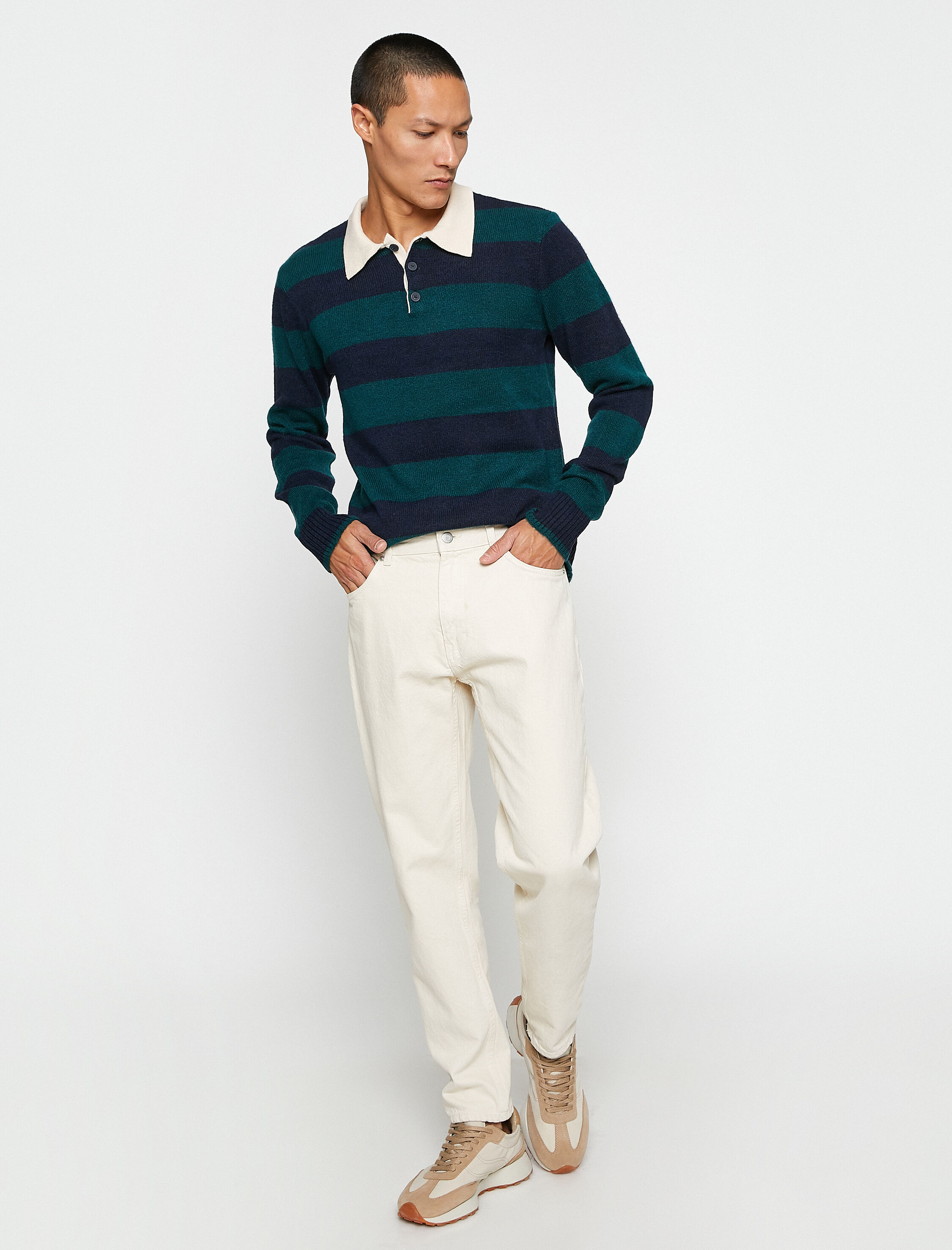   Basic Triko Kazak Polo Yaka Düğme Detaylı