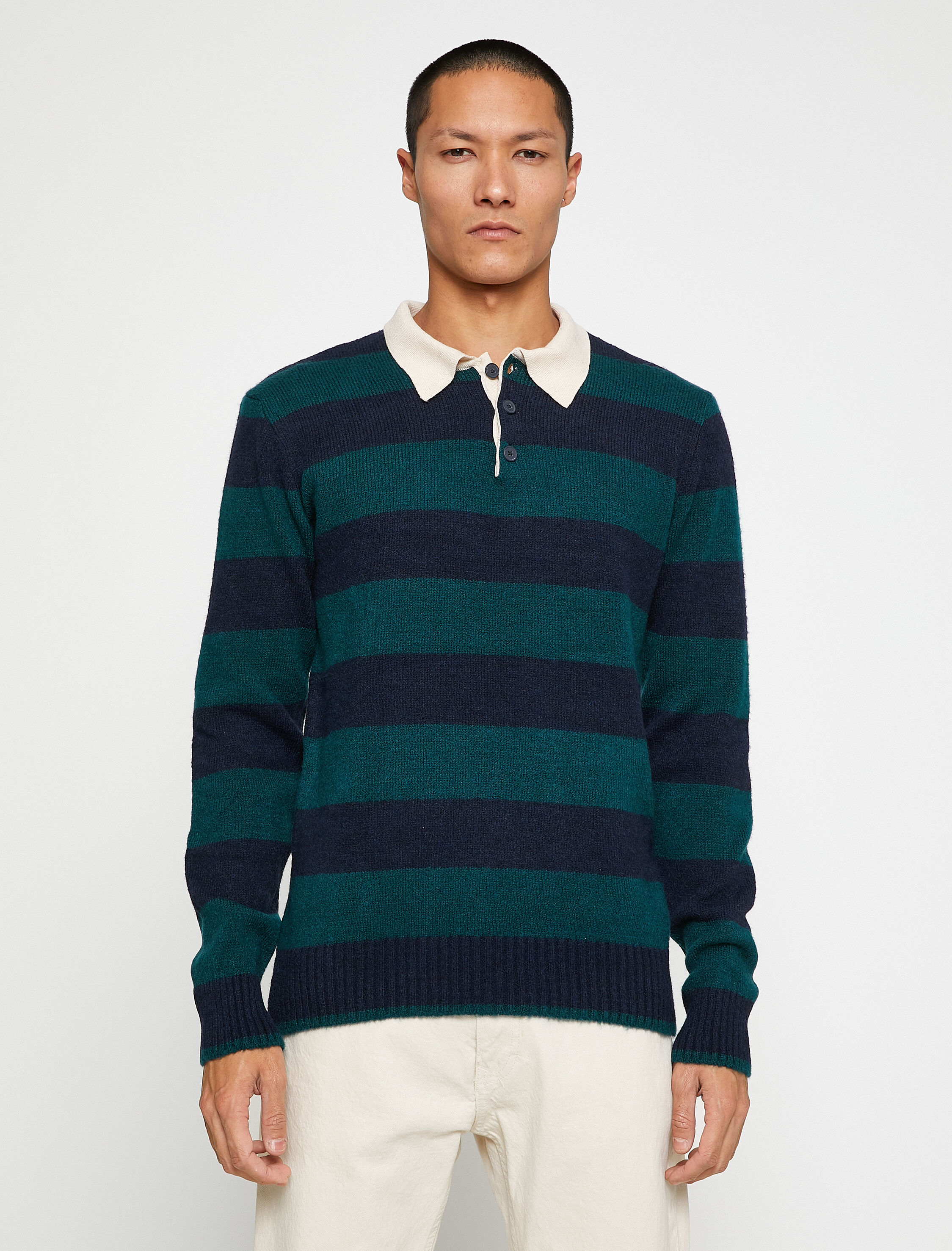   Basic Triko Kazak Polo Yaka Düğme Detaylı