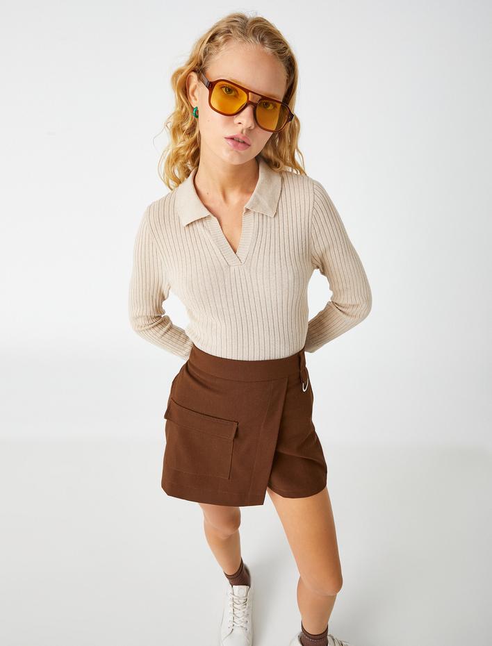  Crop Triko Kazak Polo Yaka