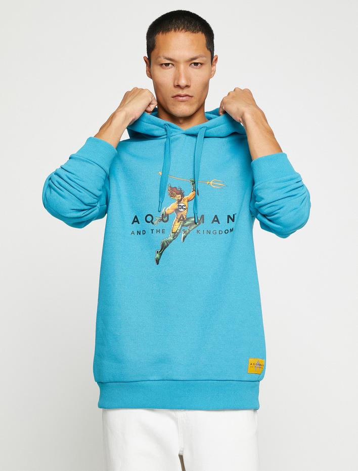  Aquaman Kapşonlu Sweatshirt Şardonlu Lisanslı Baskılı