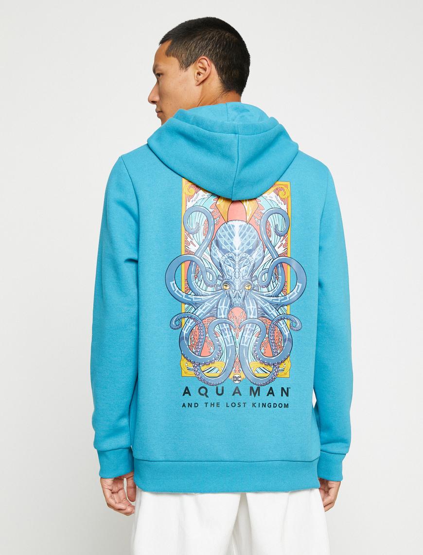   Aquaman Kapşonlu Sweatshirt Şardonlu Lisanslı Baskılı