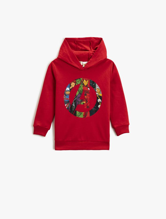 Erkek Çocuk Yenilmezler Baskılı Kapüşonlu Sweatshirt Lisanslı