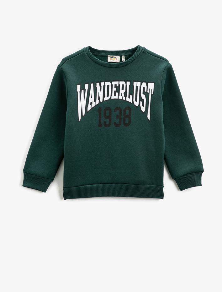 Erkek Çocuk Sweatshirt Uzun Kollu Bisiklet Yaka Baskılı Şardonlu