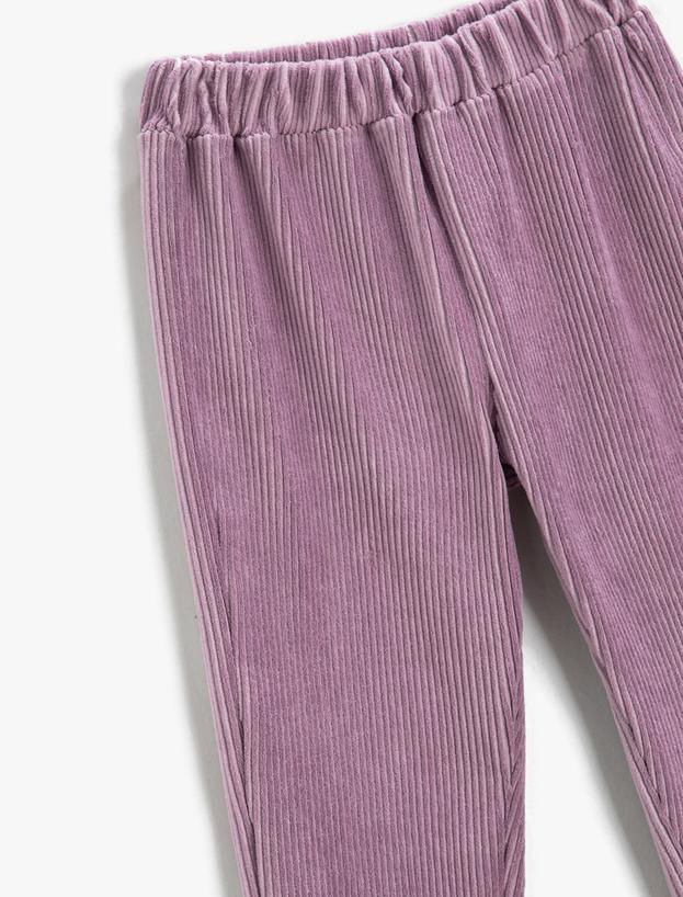 Kız Çocuk Fitilli Kadife Jogger Eşofman Altı