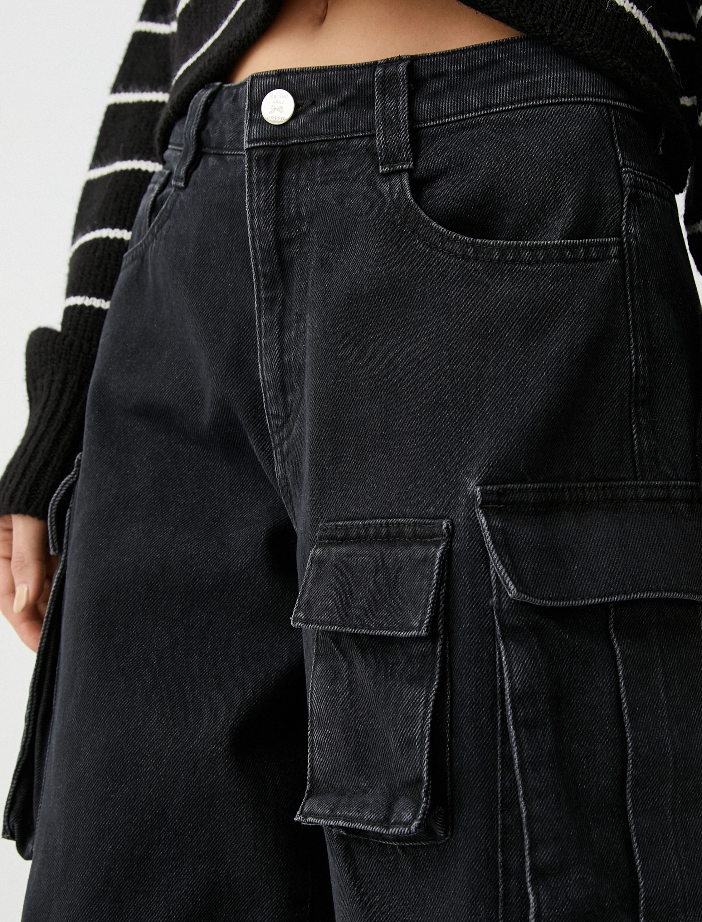   Bol Paça Kargo Kot Pantolon Cep Detaylı