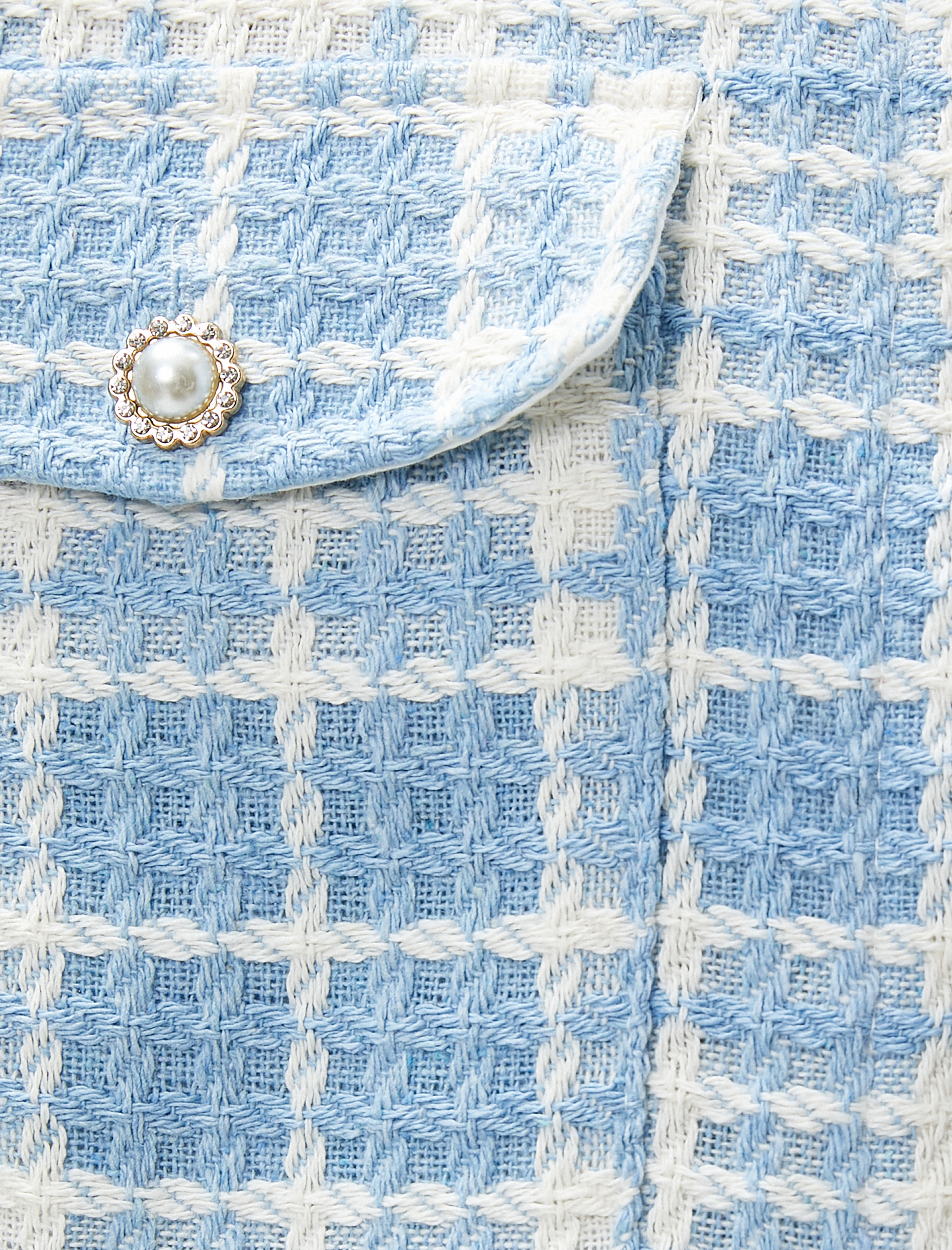   Crop Tüvit Ceket İnci Düğmeli Cep Detaylı