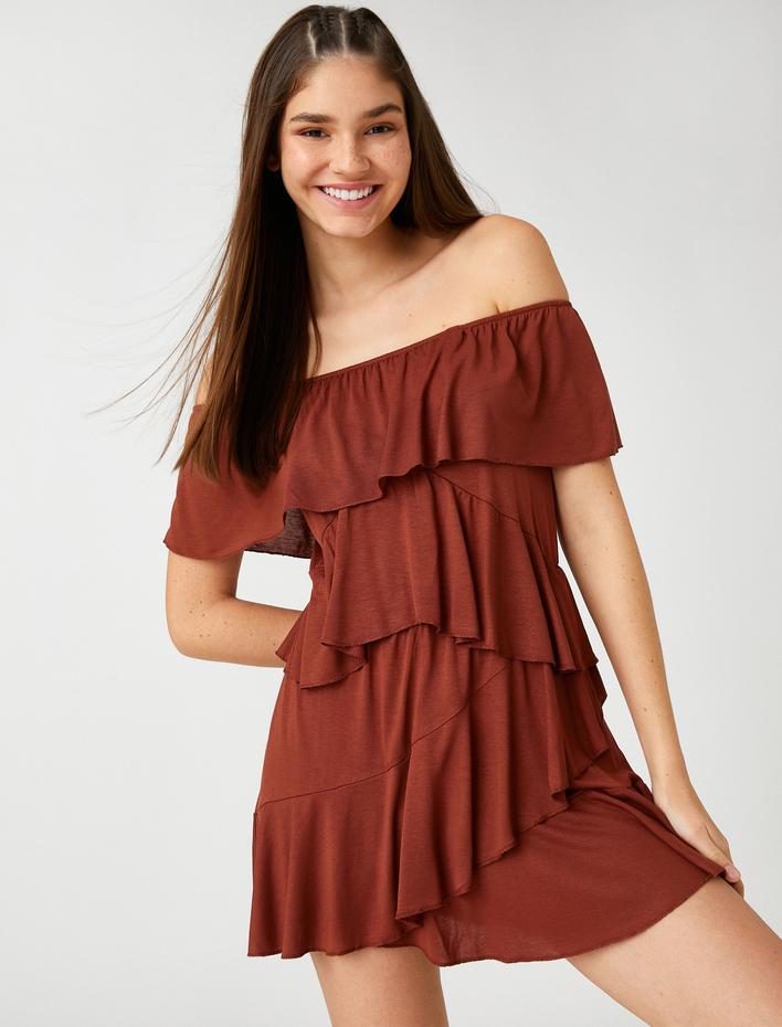  Mini Tulum Omzu Açık Fırfır Detaylı