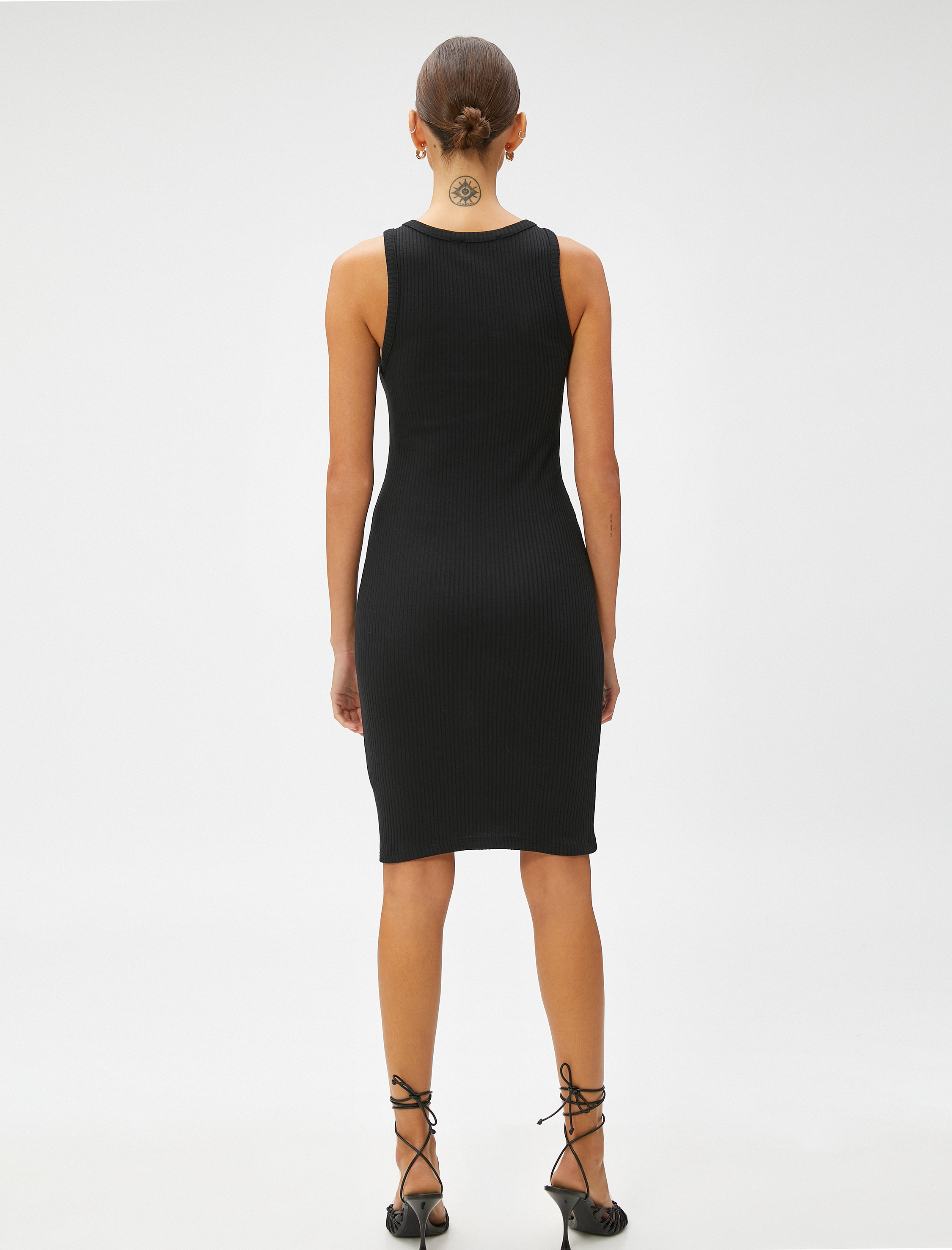   Basic Mini Elbise Halter Yaka Pamuklu