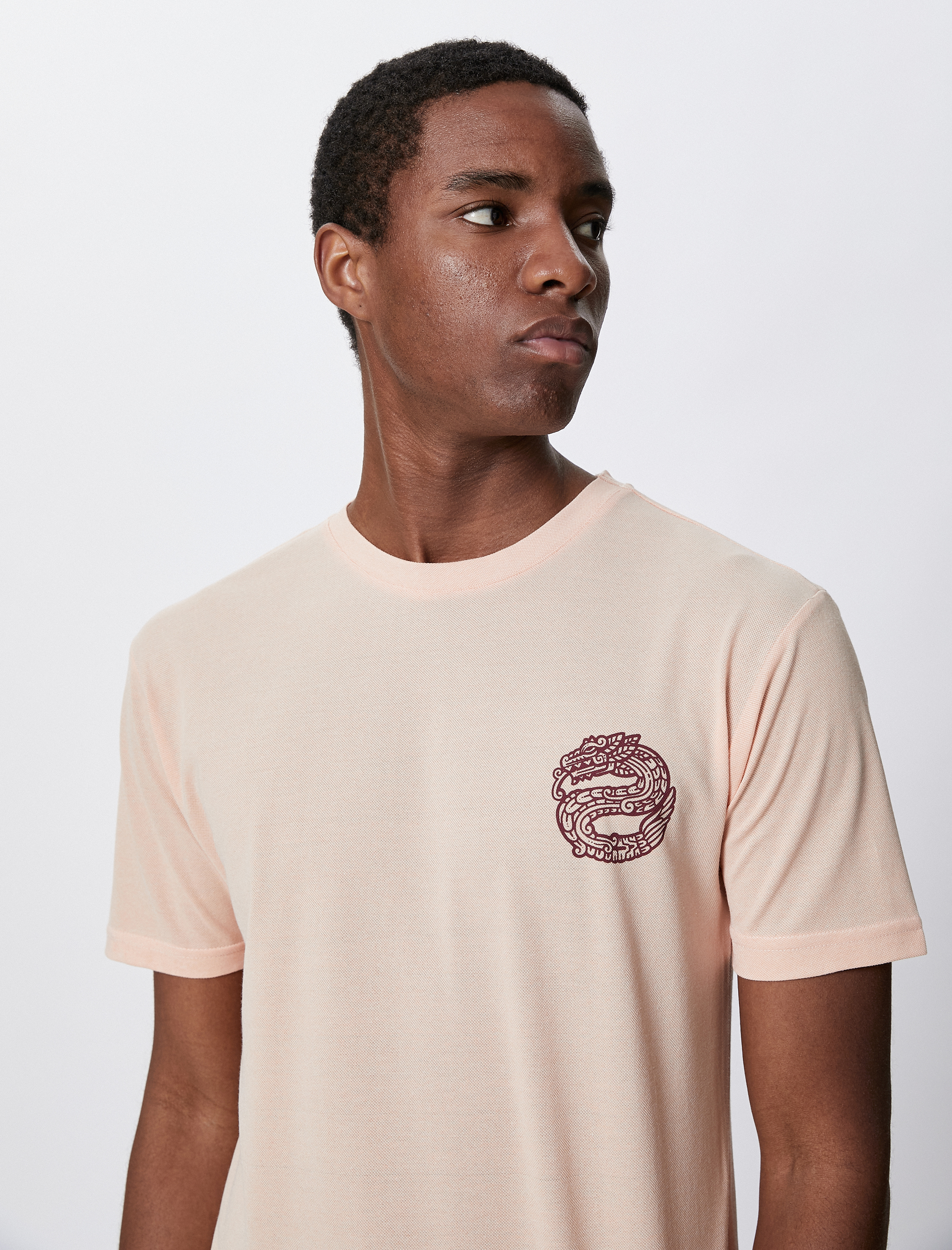   Yılan Baskılı Tişört Dar Kesim Bisiklet Yaka Kısa Kollu