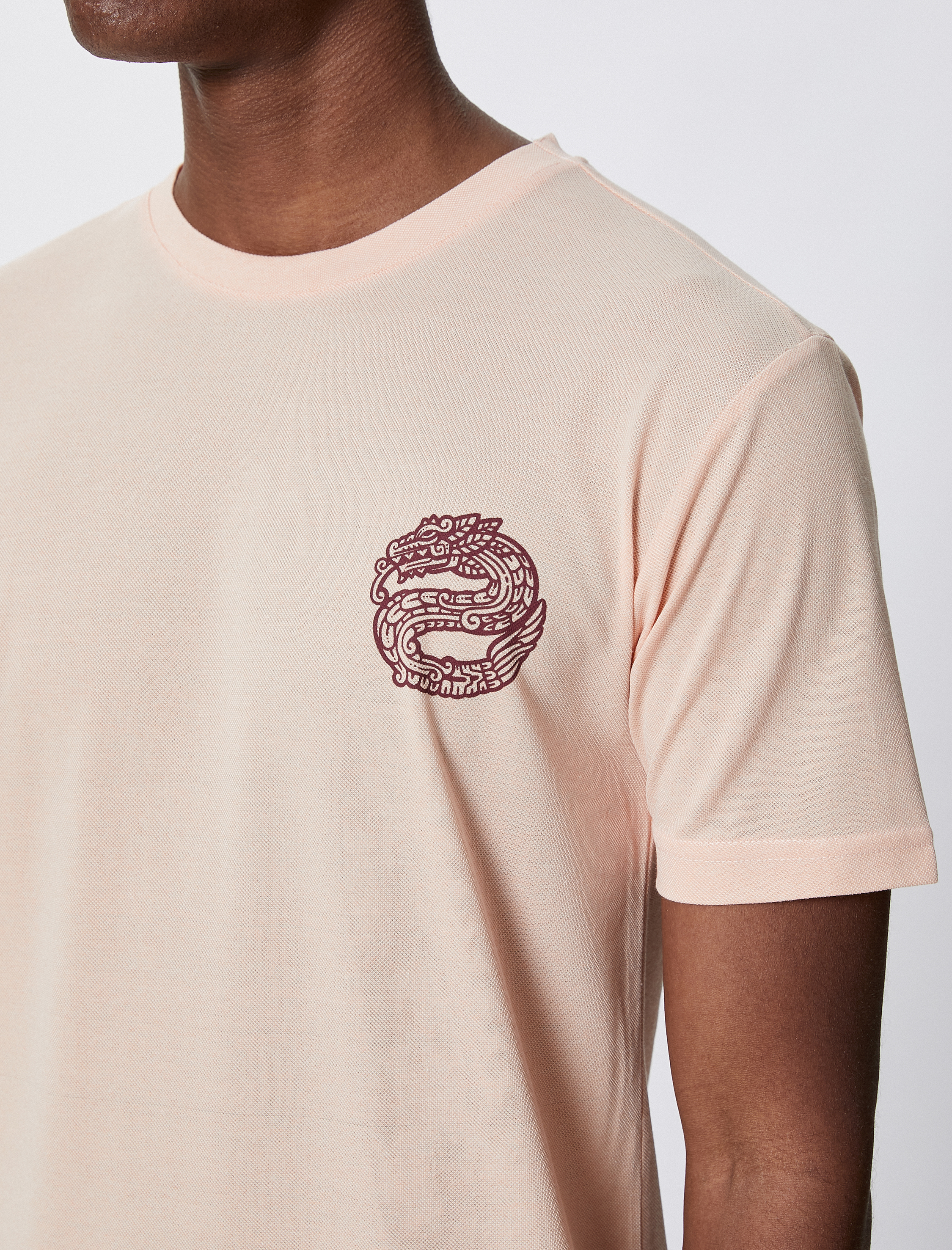   Yılan Baskılı Tişört Dar Kesim Bisiklet Yaka Kısa Kollu