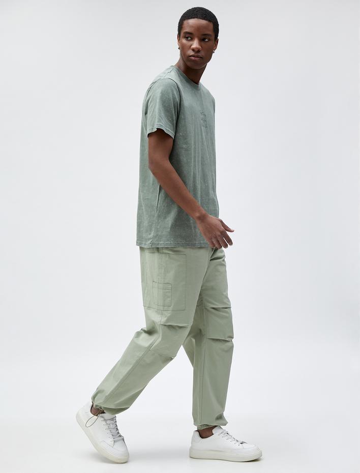  Paraşüt Pantolon Bol Kesim Beli Bağcıklı Stoperli Kargo Cep Detaylı Pamuklu