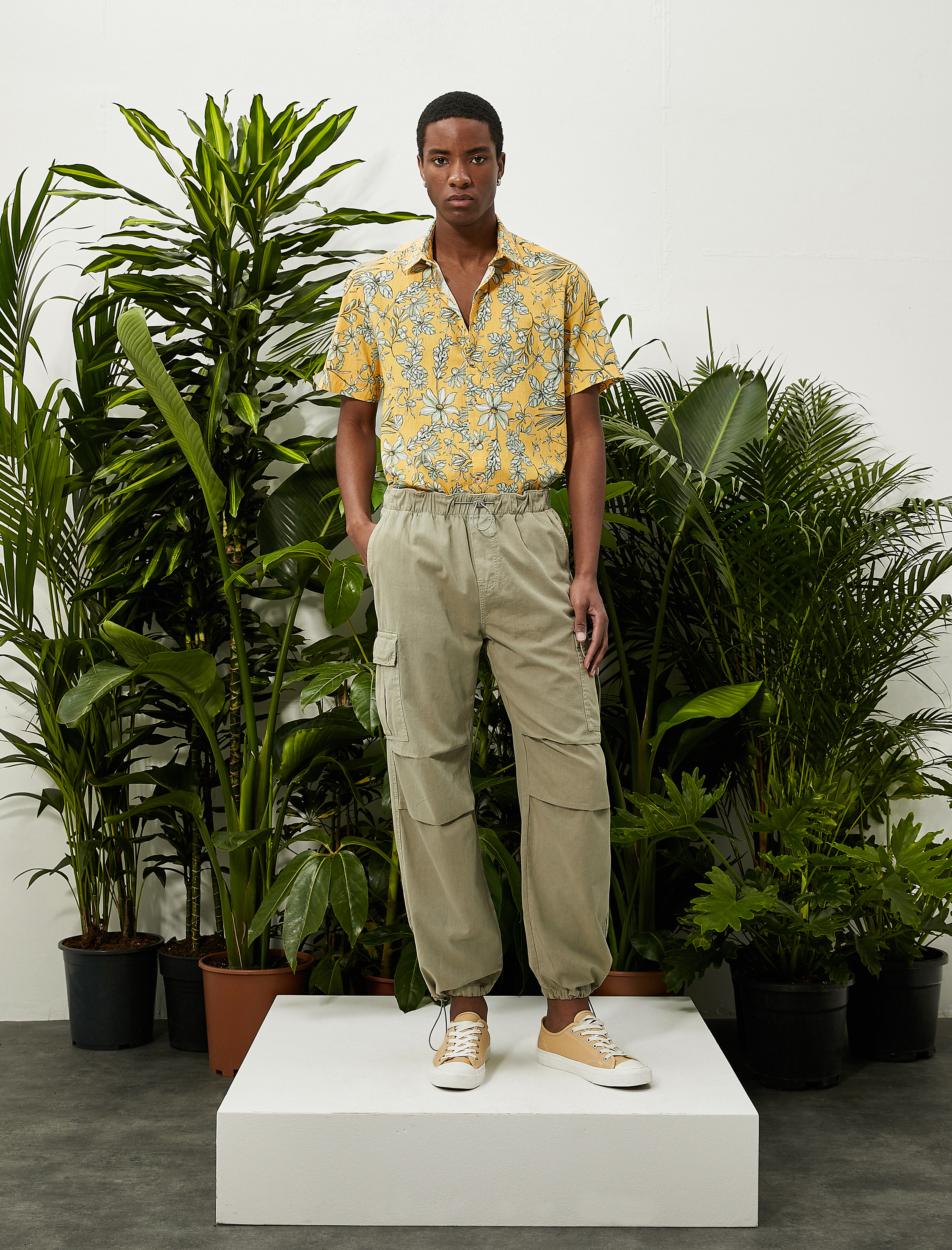   Paraşüt Pantolon Bol Kesim Stoperli Kargo Cep Detaylı Pamuklu