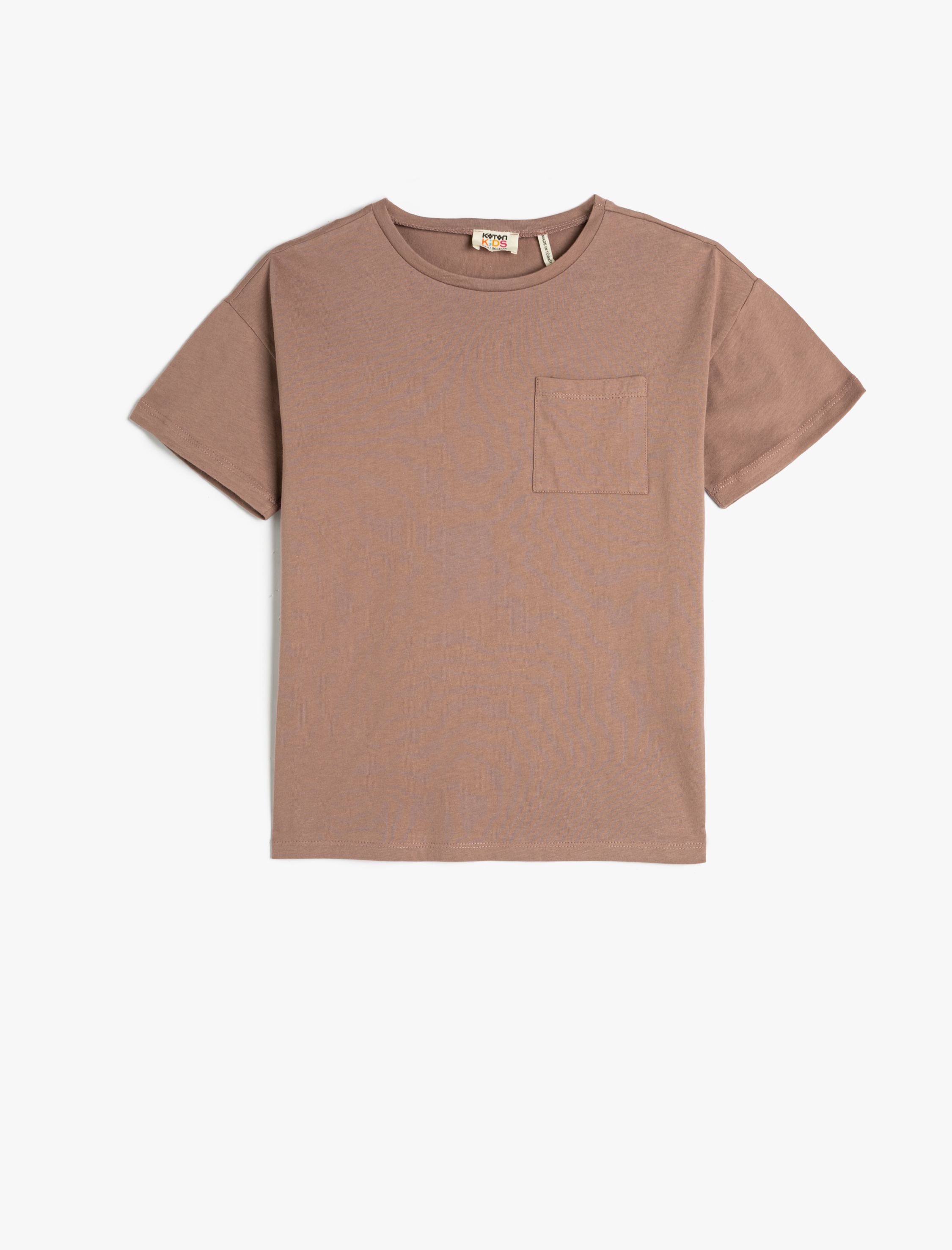  Erkek Çocuk Basic Pamuklu Tişört Kısa Kollu Bisiklet Yaka Cep Detaylı Pamuklu