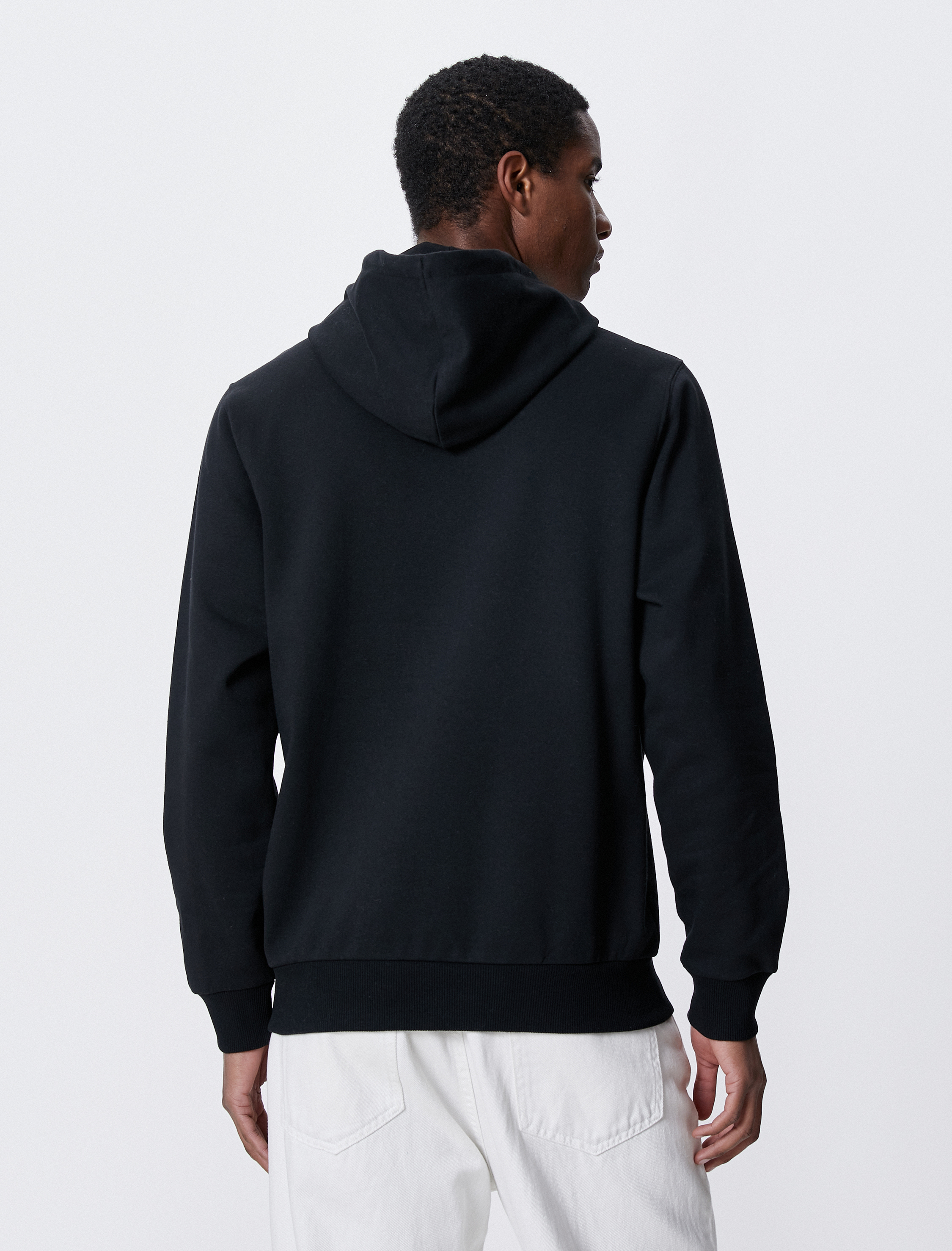   Kapşonlu Hoodie Slogan İşlemeli Cep Detaylı Uzun Kollu