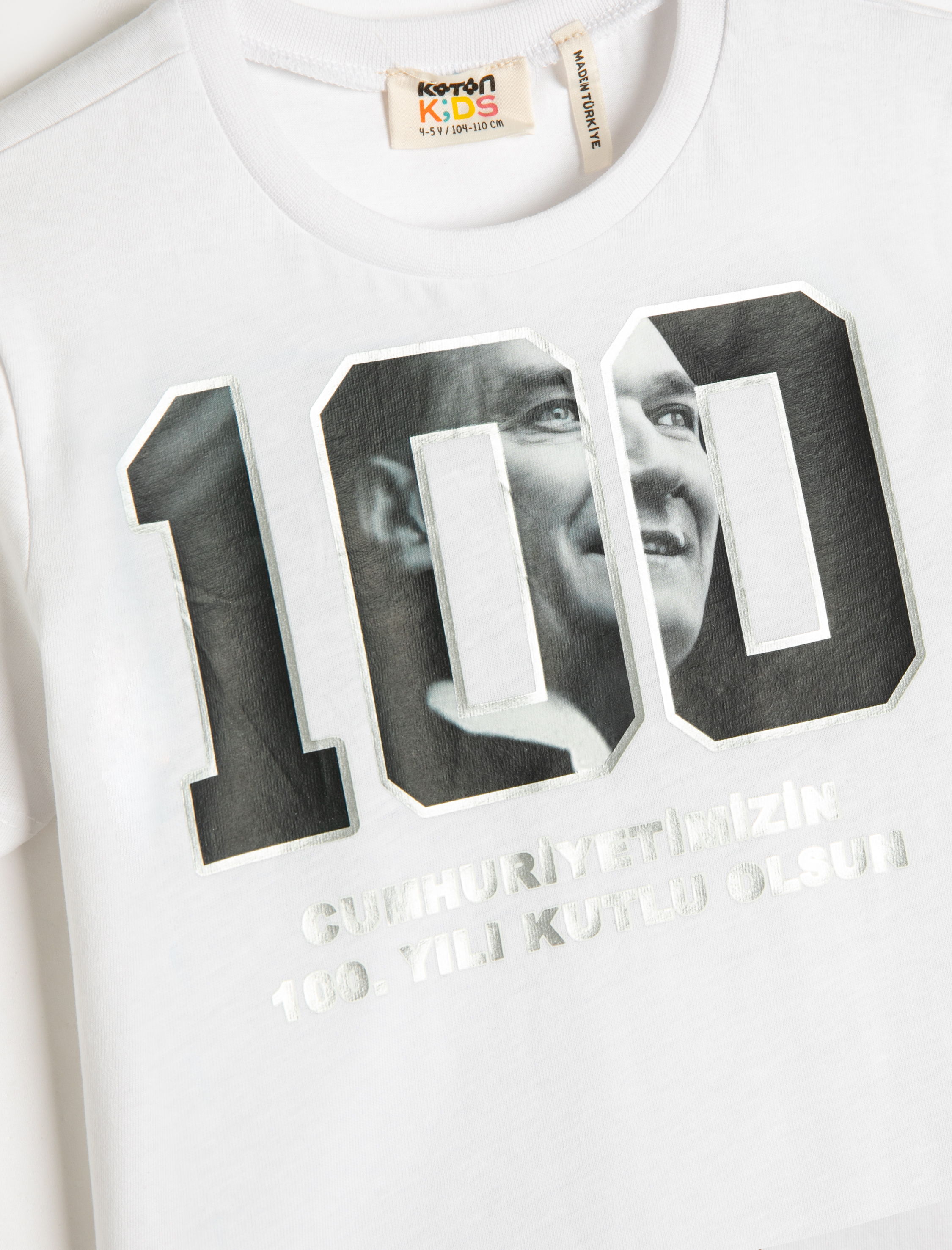  Kız Çocuk Tişört Atatürk Baskılı Kısa Kollu Pamuklu