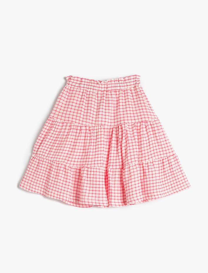 Kız Çocuk Midi Etek Fırfırlı Katlı Beli Lastikli