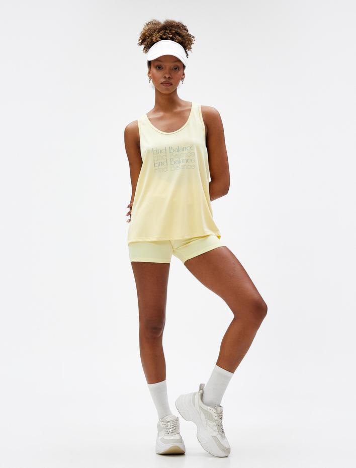  Slogan Baskılı Yoga Atlet Sırt Detaylı Modal Karışımlı