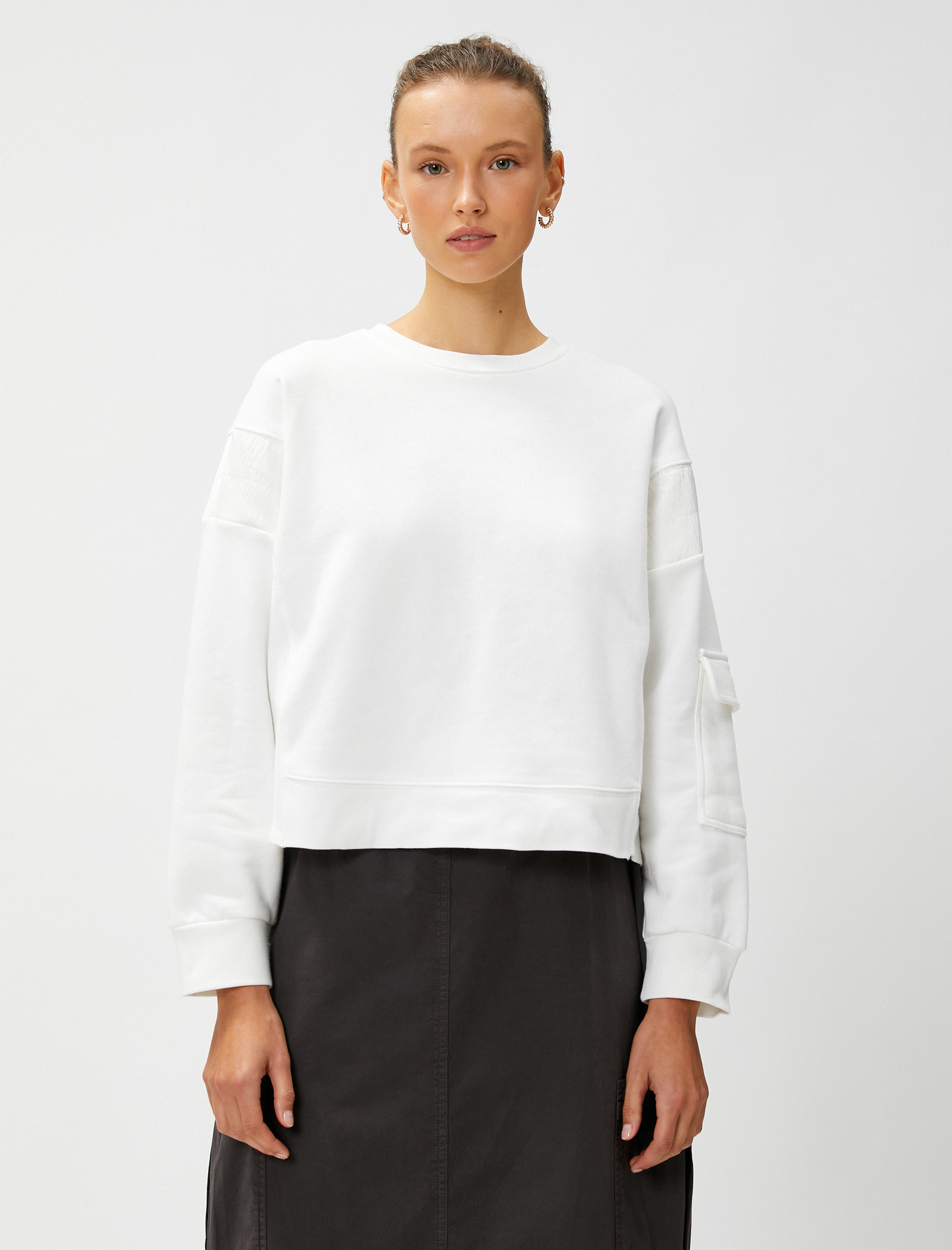   Kol Cebi Detaylı Sweatshirt Pamuk Karışımlı