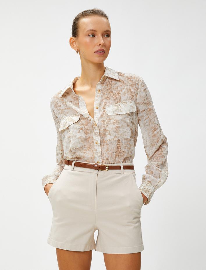  Cepli Kemerli Mini Şort Pamuklu