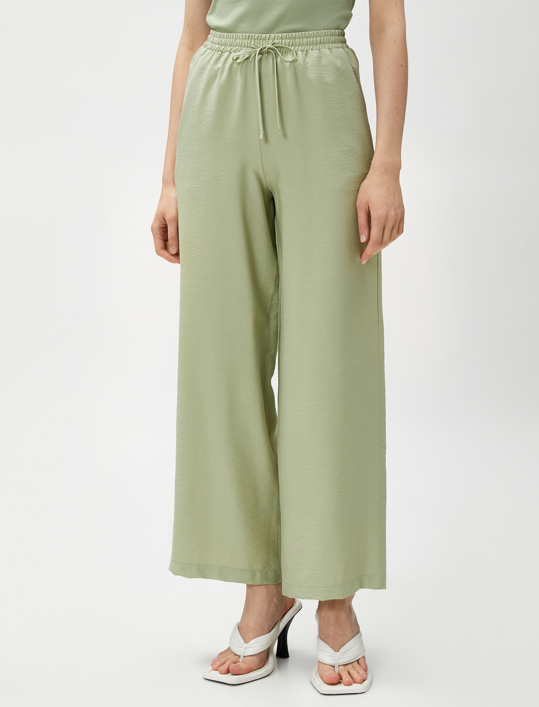   Crop Bol Paça Pantolon Beli Bağlamalı