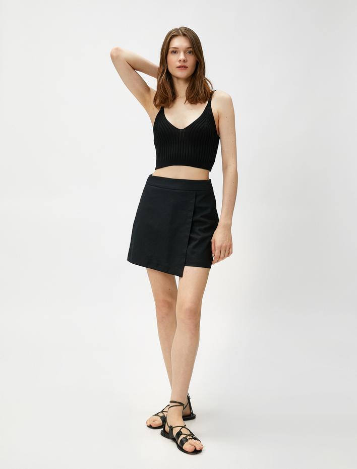  Mini Şort Etek Keten Karışımlı