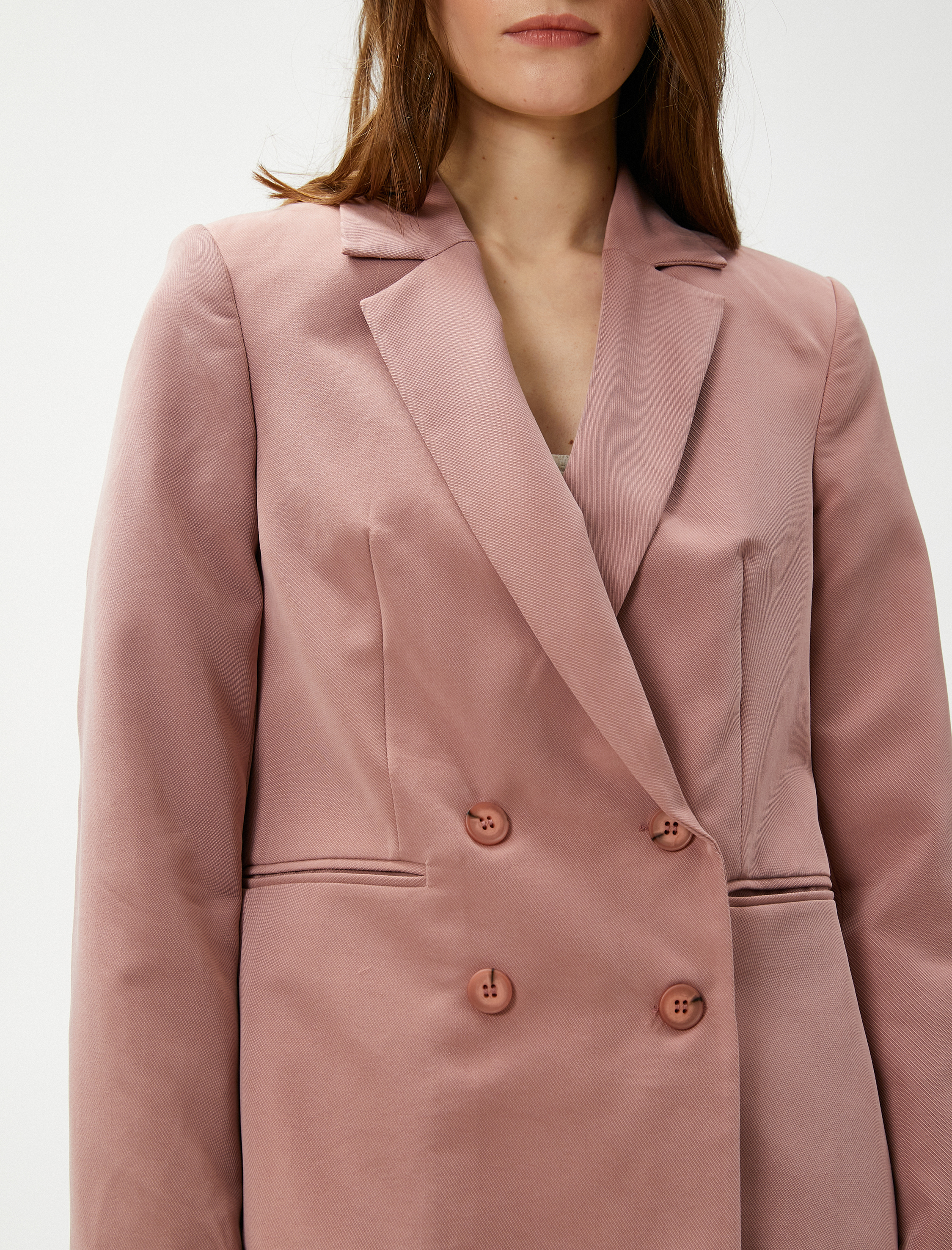   Kruvaze Blazer Ceket Cep Detaylı Modal Karışımlı