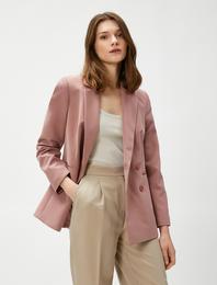 Kruvaze Blazer Ceket Cep Detaylı Modal Karışımlı