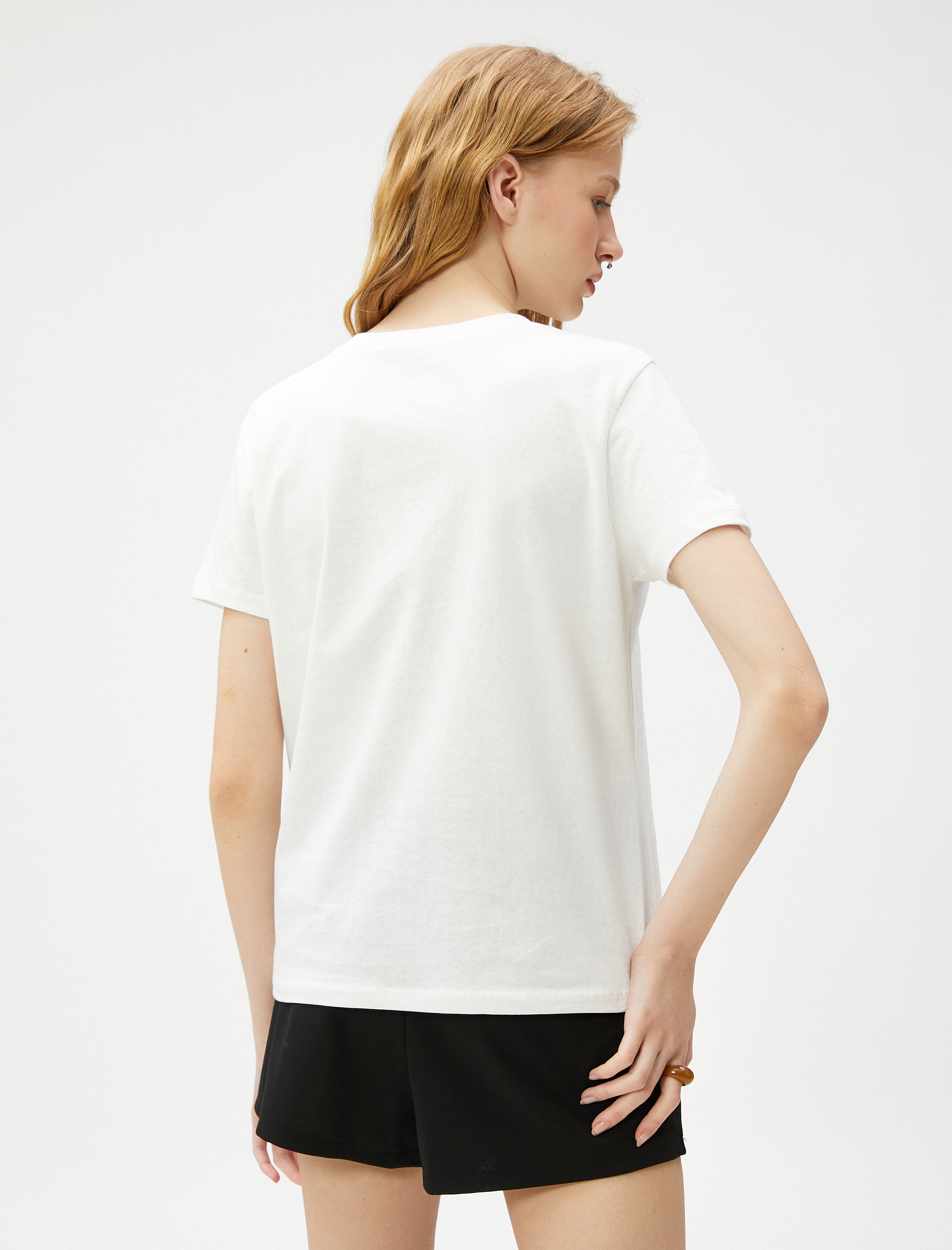   Slogan Baskılı Tişört Bisiklet Yaka Kısa Kollu Basic