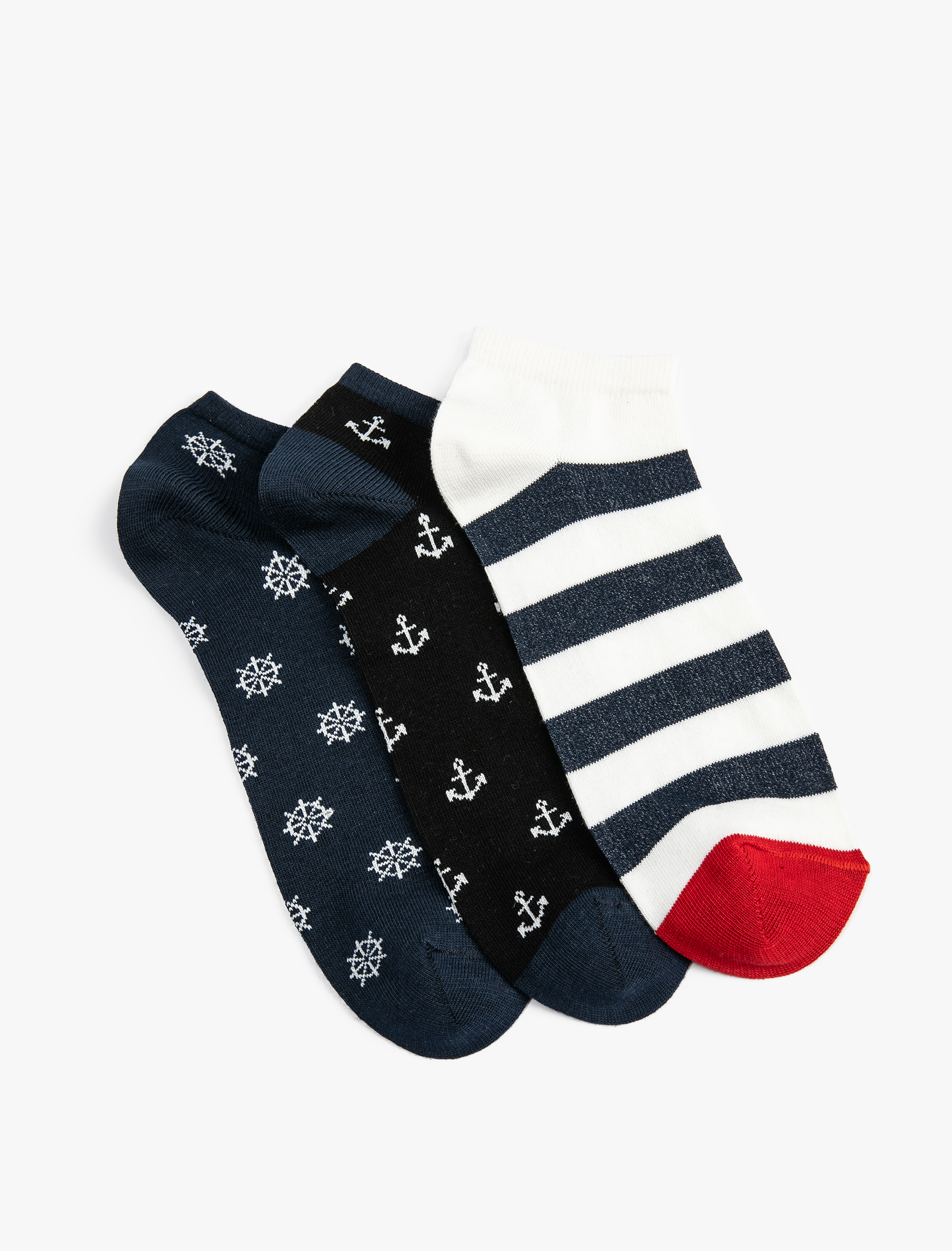Koton 3'lü Patik Çorap Seti Denizci Temalı Çok Renkli. 2