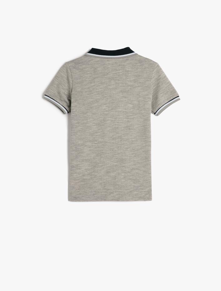 Erkek Çocuk Polo Tişört Kısa Kollu Düğmeli İşleme Detaylı Pamuklu