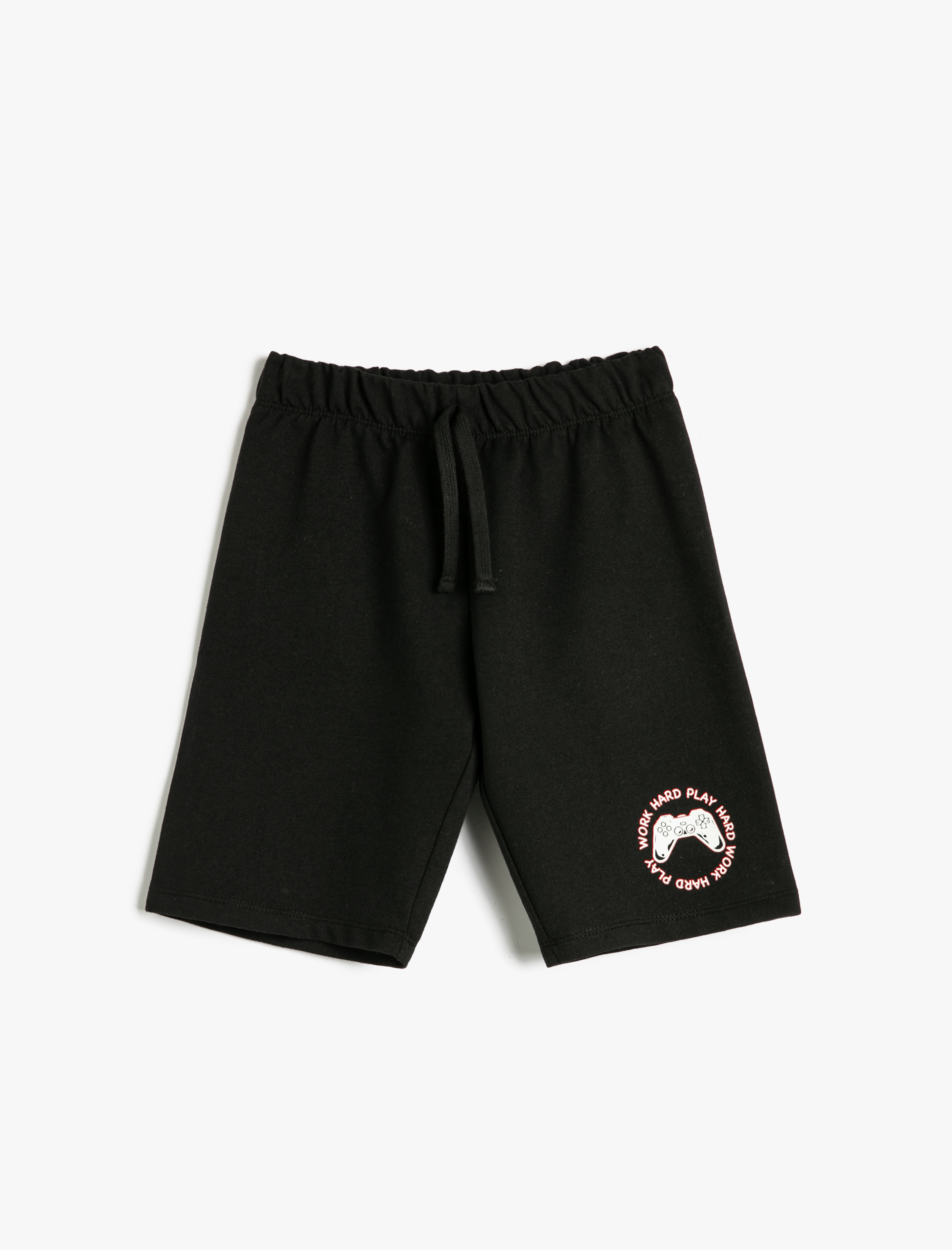  Erkek Çocuk Beli Bağlamalı Lastikli Baskı Detaylı Şort