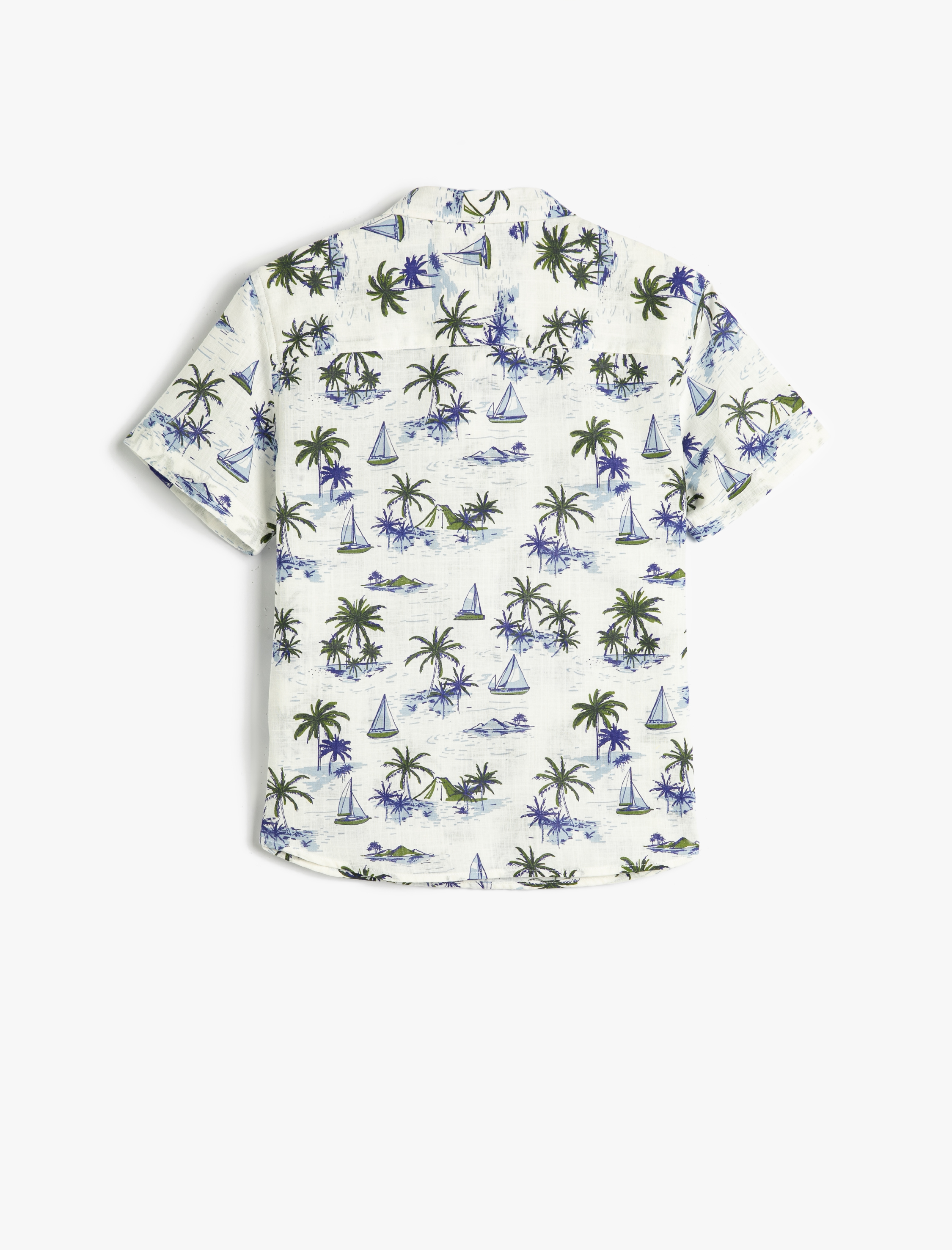  Erkek Çocuk Gömlek Yarım Düğmeli Kısa Kollu Yaz Temalı Baskılı