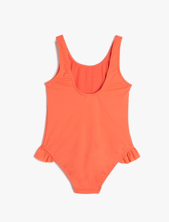 Kız Çocuk Mayo Askılı Fırfır Detaylı Baskılı