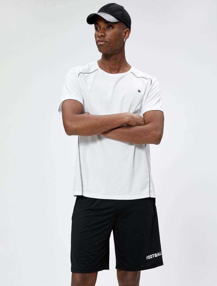  Spor Şort Beli Bağcıklı Futbol Baskılı Cep Detaylı