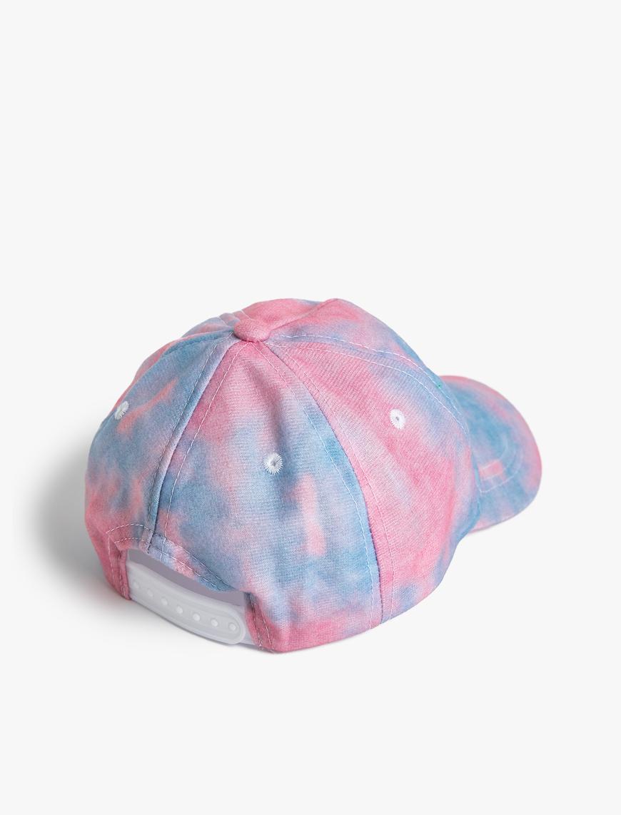  Kız Çocuk Cap Şapka Aplike Detaylı Batik Desenli