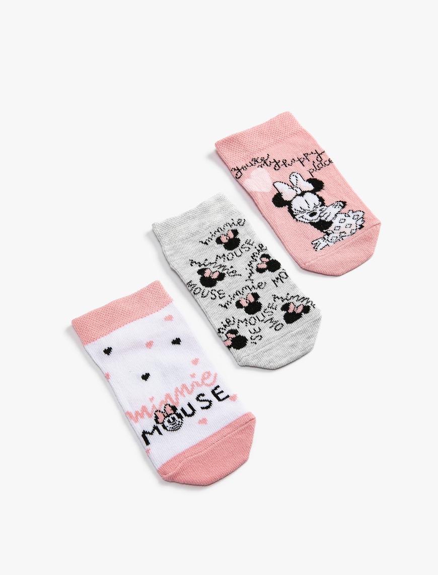 Kız Çocuk Minnie Mouse Çorap Seti Lisanslı 3'lü
