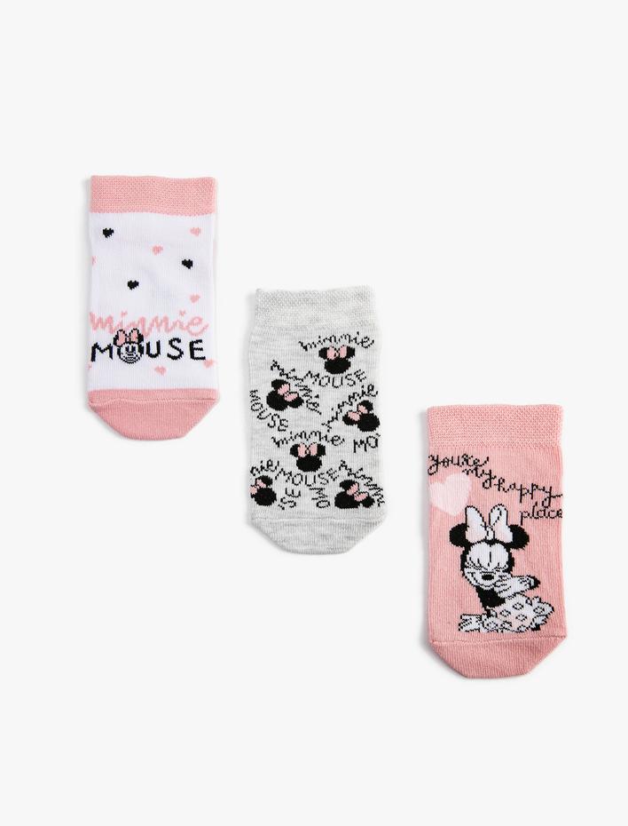 Kız Çocuk Minnie Mouse Çorap Seti Lisanslı 3'lü
