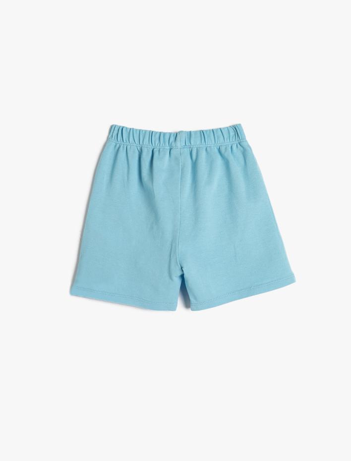 Erkek Bebek Şort Beli Bağlamalı Lastikli Baskılı Pamuklu