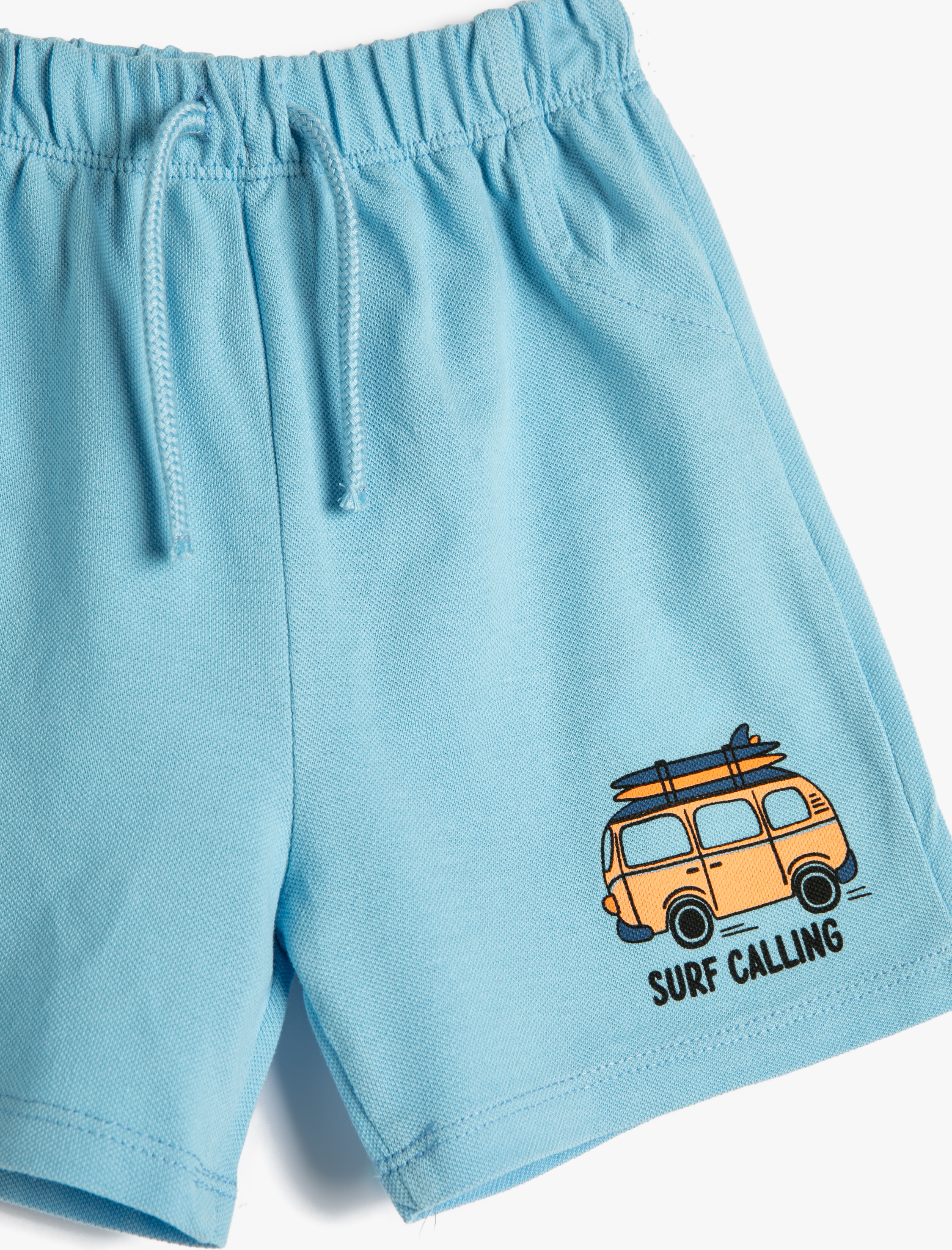  Erkek Bebek Şort Beli Bağlamalı Lastikli Baskılı Pamuklu