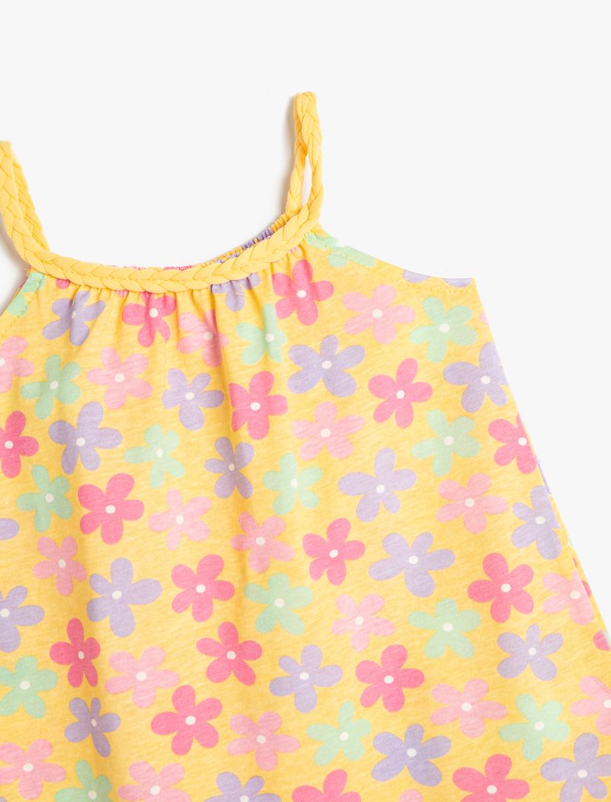  Kız Bebek Penye Elbise Çiçekli Halter Yaka Pamuklu